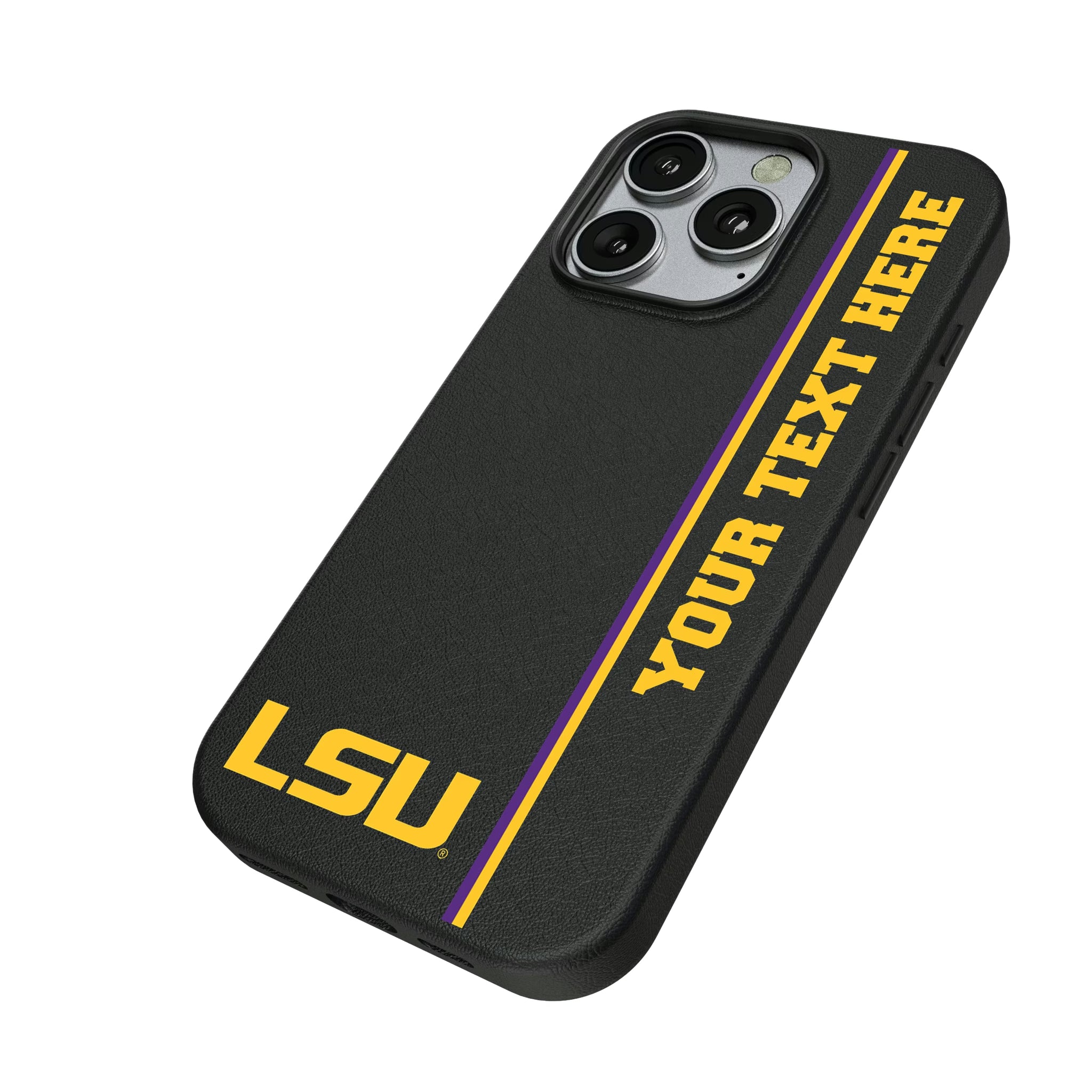 Louisiana State University Tigers Personalized Sidebard iPhone MagSafe Compatible Phone Case for Apple iPhone - Isometric View