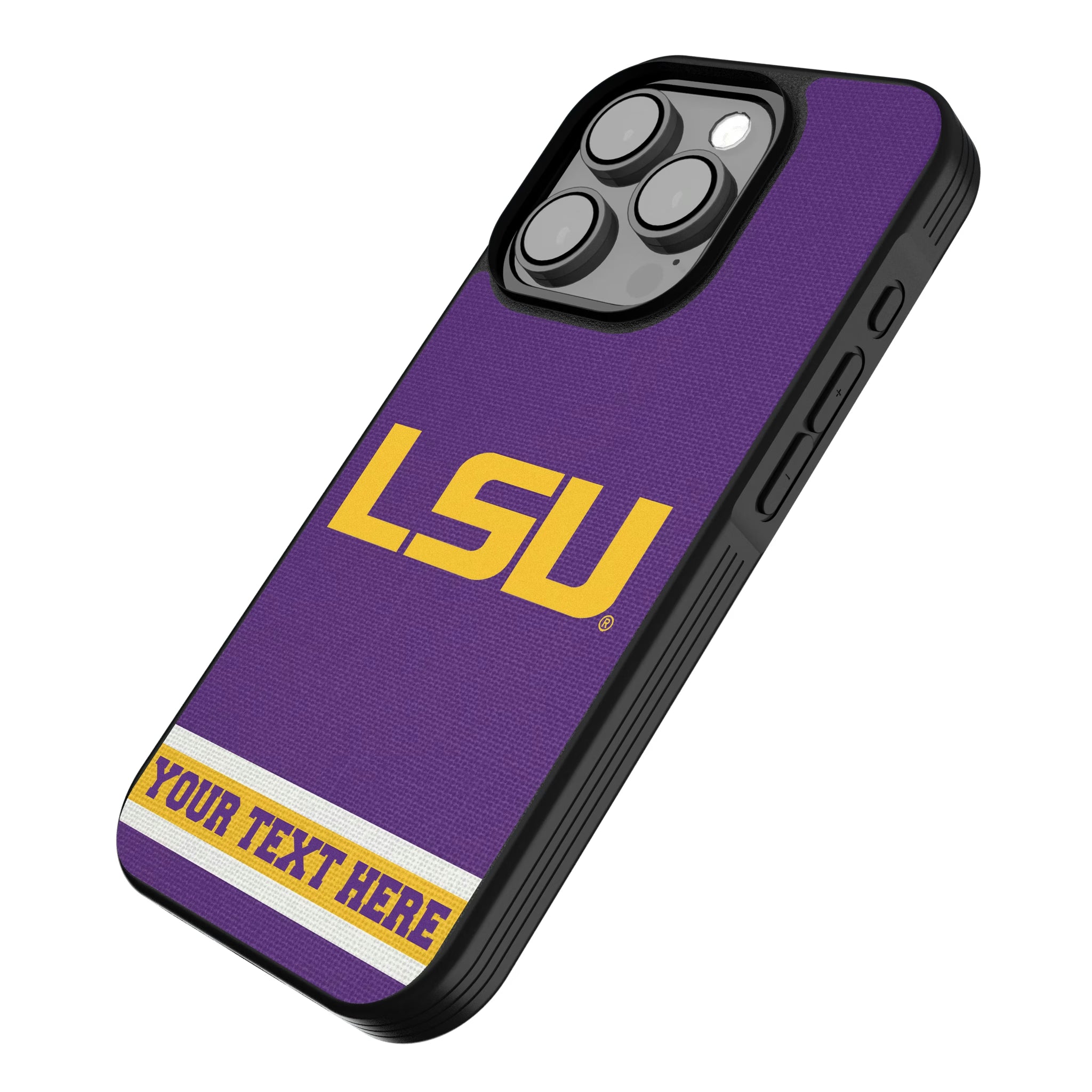 Louisiana State University Tigers Personalized Stripe iPhone Bump Phone Case for Apple iPhone - Isometric View