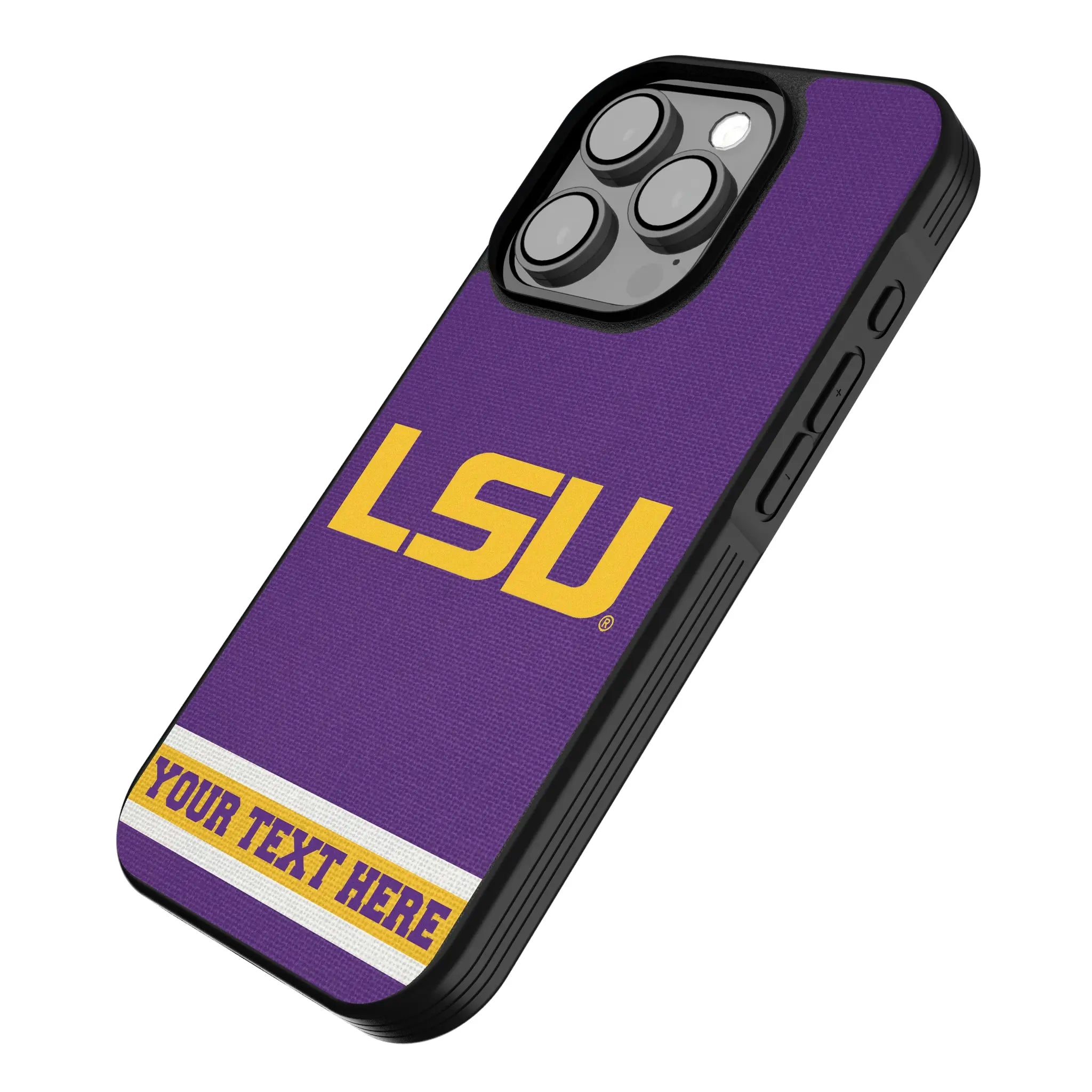 Louisiana State University Tigers Personalized Stripe iPhone Bump Phone Case for Apple iPhone - Isometric View