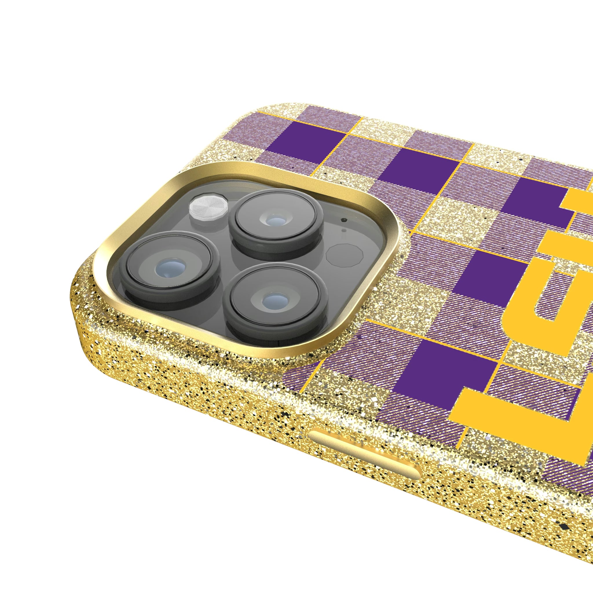 Louisiana State University Tigers Plaid iPhone Bling Phone Case for Apple iPhone - Detail