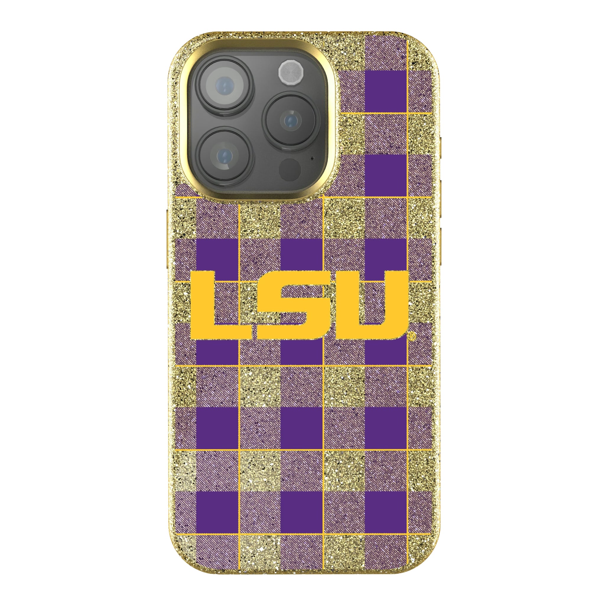 Louisiana State University Tigers Plaid iPhone Bling Phone Case for Apple iPhone
