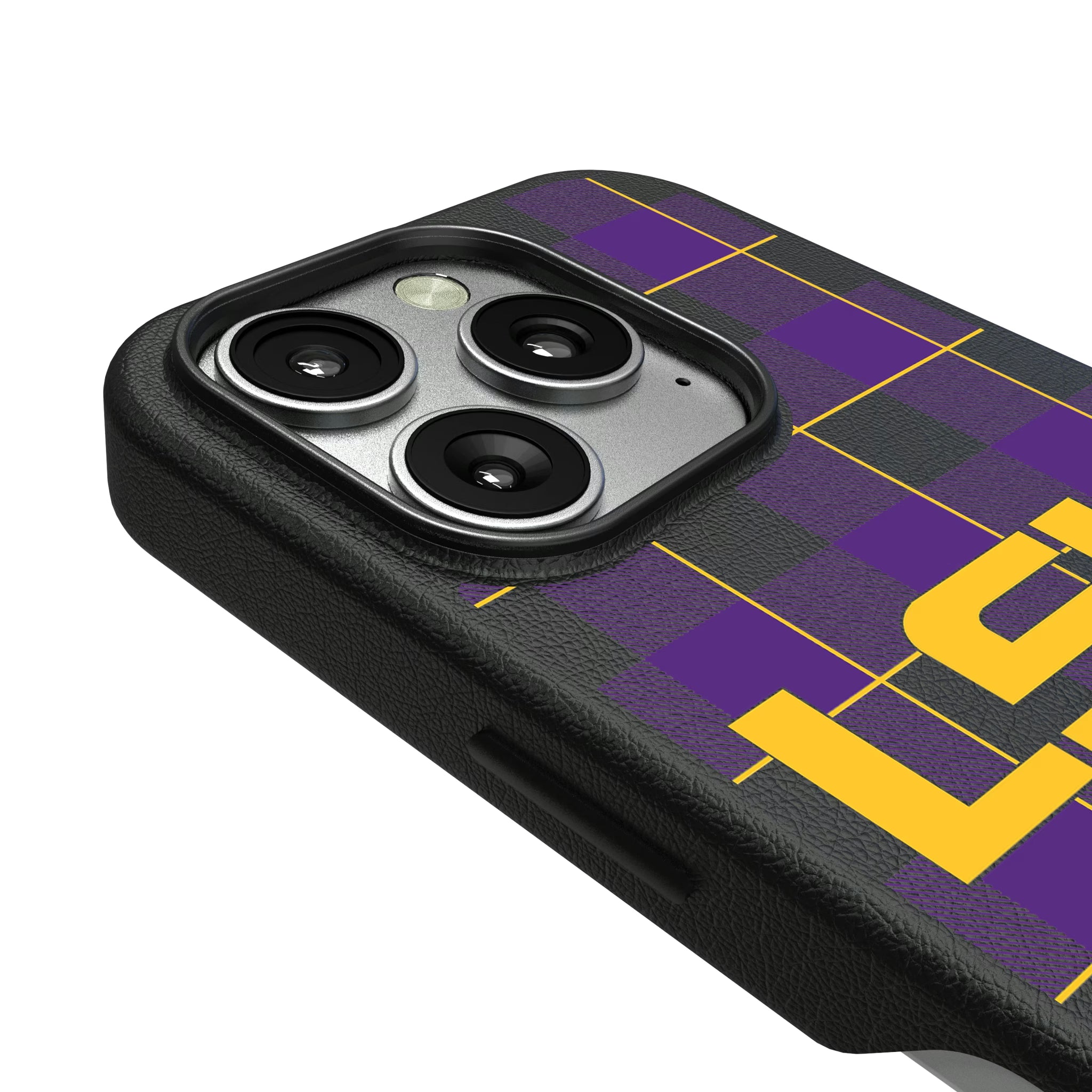 Louisiana State University Tigers Plaid iPhone MagSafe Compatible Phone Case for Apple iPhone - Detail