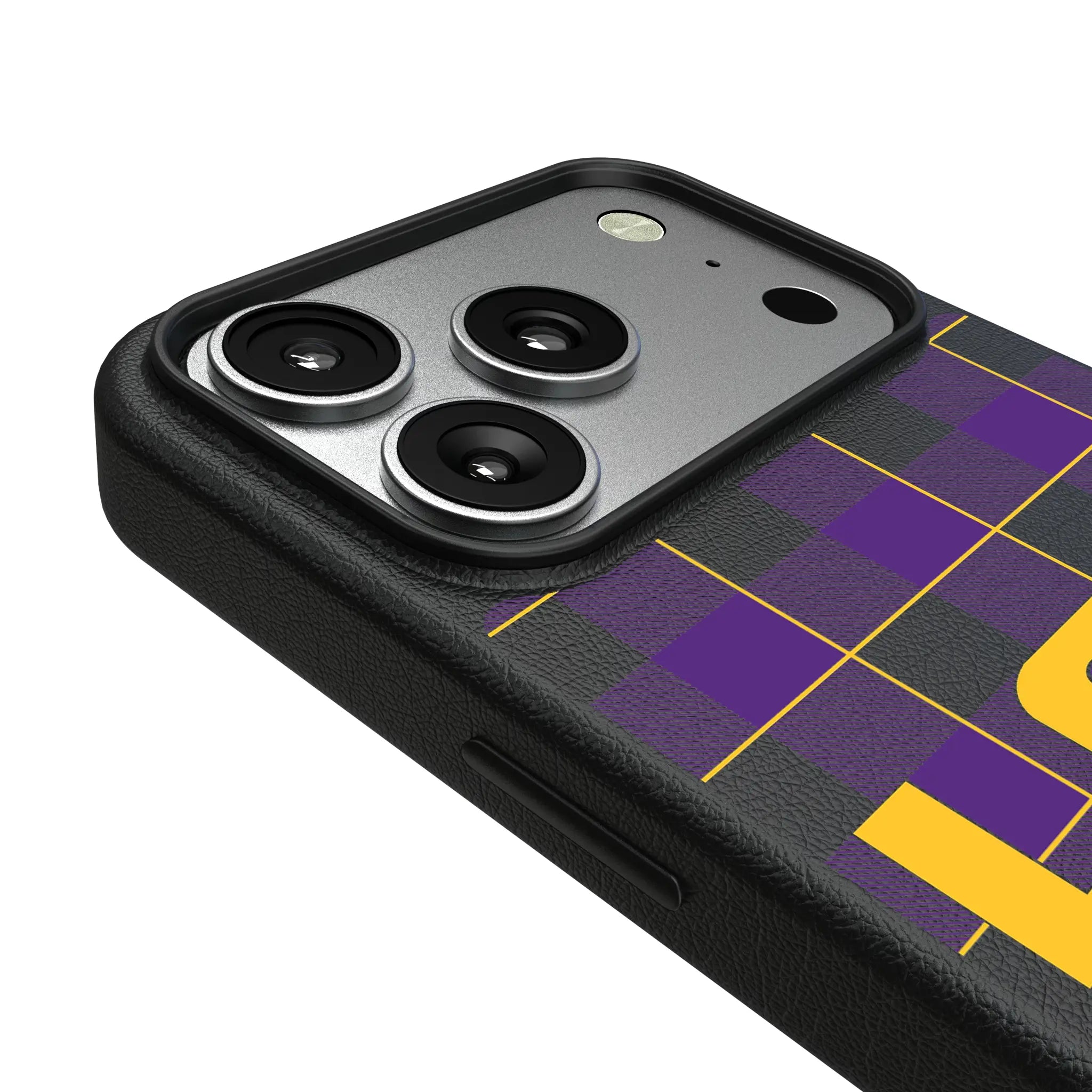 Louisiana State University Tigers Plaid iPhone MagSafe Compatible Phone Case for Apple iPhone - Detail#Device_iPhone 17 Pro