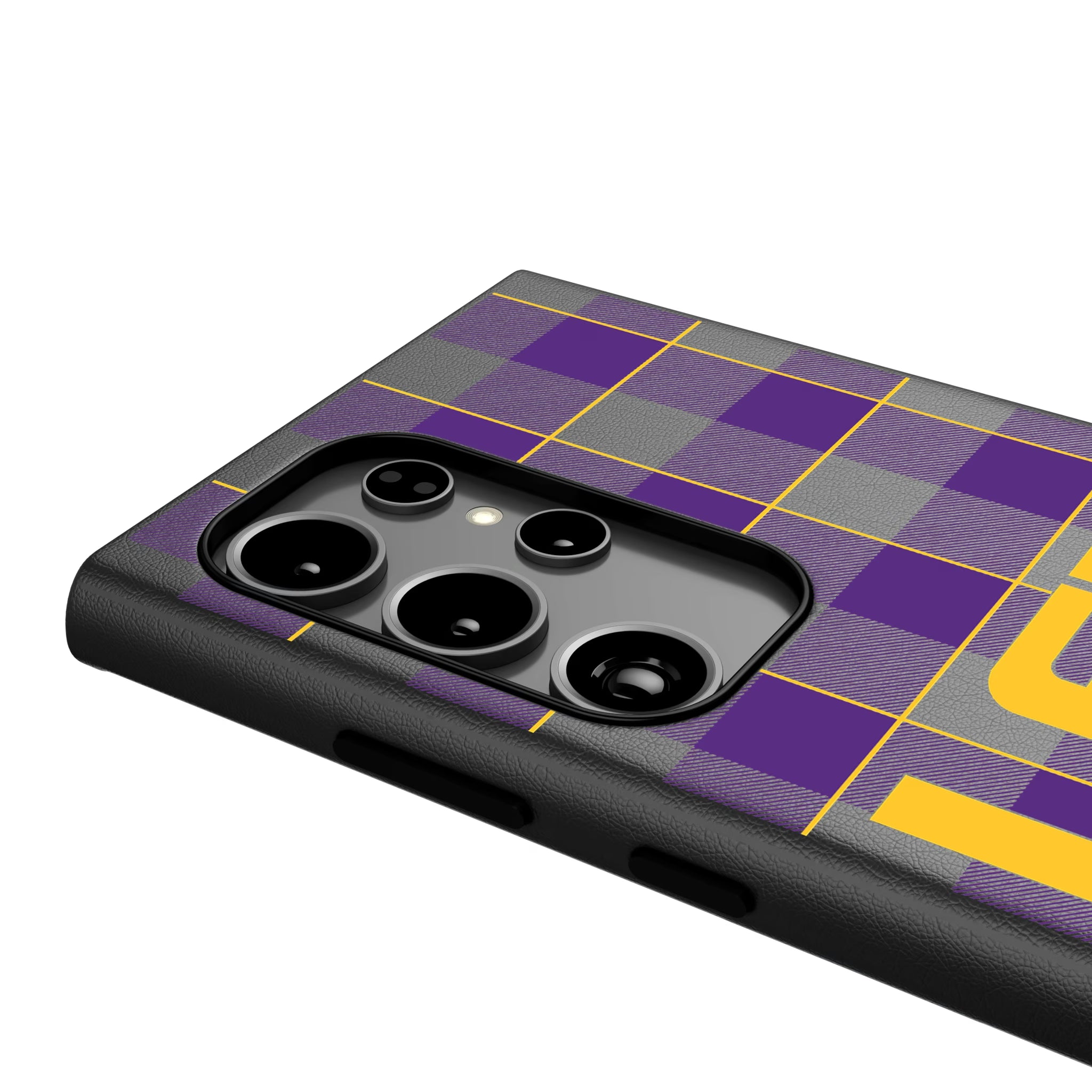 Louisiana State University Tigers Plaid Galaxy MagSafe Compatible Phone Case for Samsung Galaxy - Detail