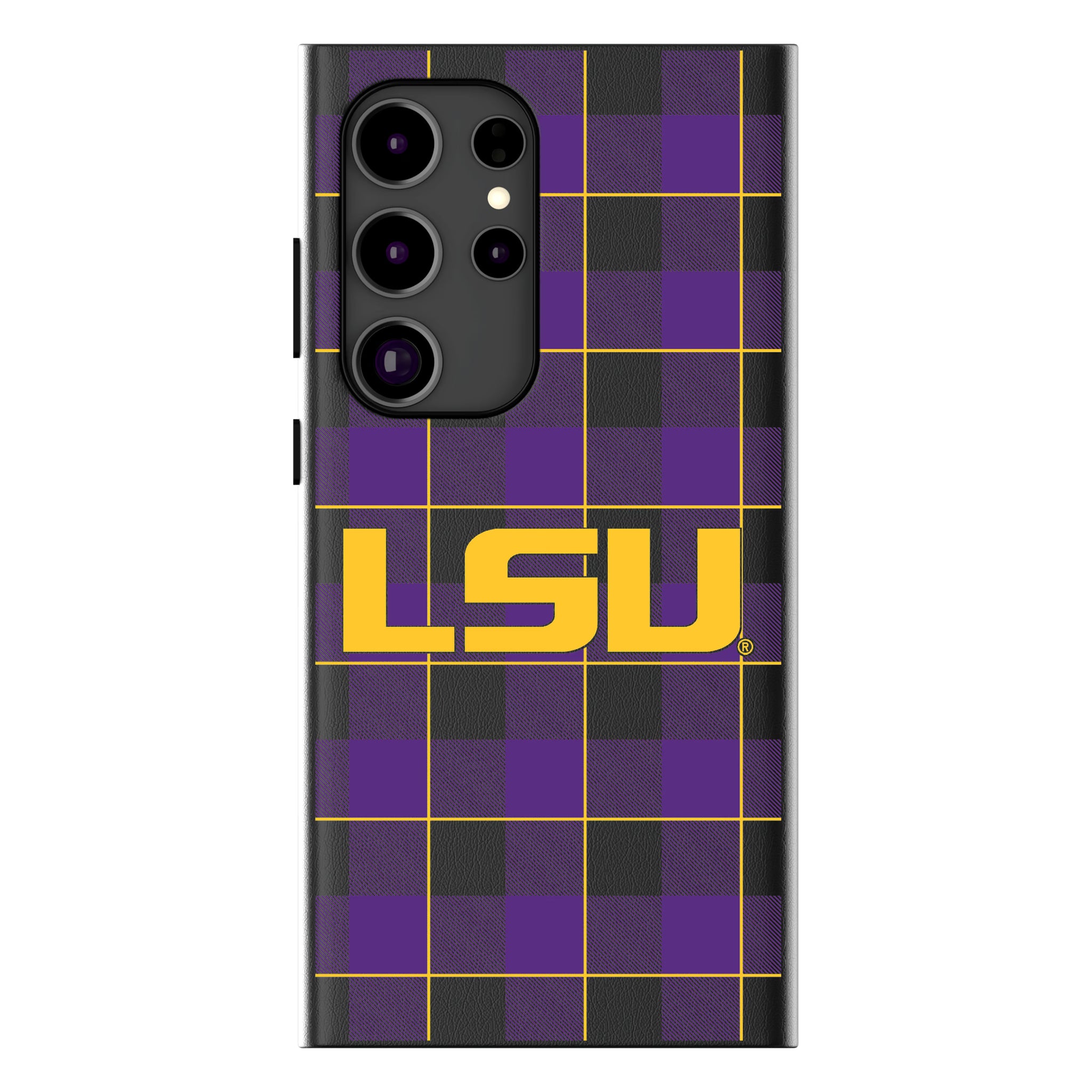 Louisiana State University Tigers Plaid Galaxy MagSafe Compatible Phone Case for Samsung Galaxy
