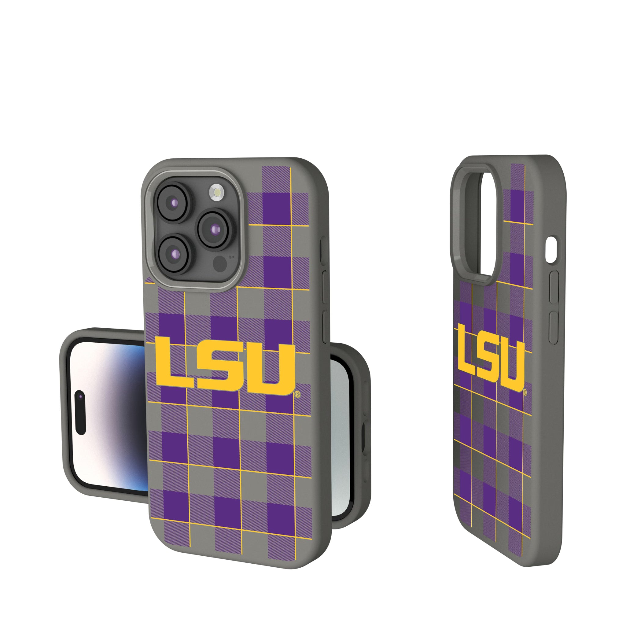 Louisiana State University Tigers Plaid iPhone Soft Touch Phone Case for Apple iPhone