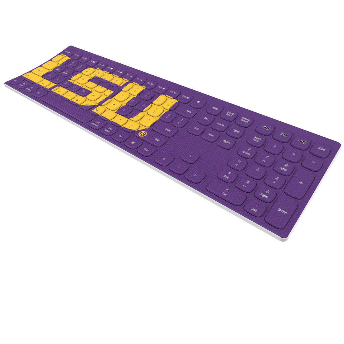 Louisiana State University Tigers Solid KKB605 Curved Wireless Keyboard - Isometric View