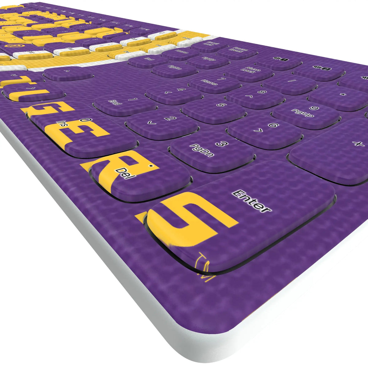 Louisiana State University Tigers Stripe KKB605 Curved Wireless Keyboard - Detail