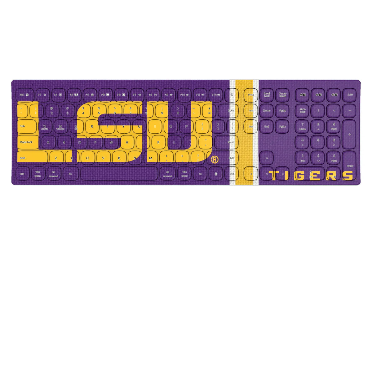 Louisiana State University Tigers Stripe KKB605 Curved Wireless Keyboard