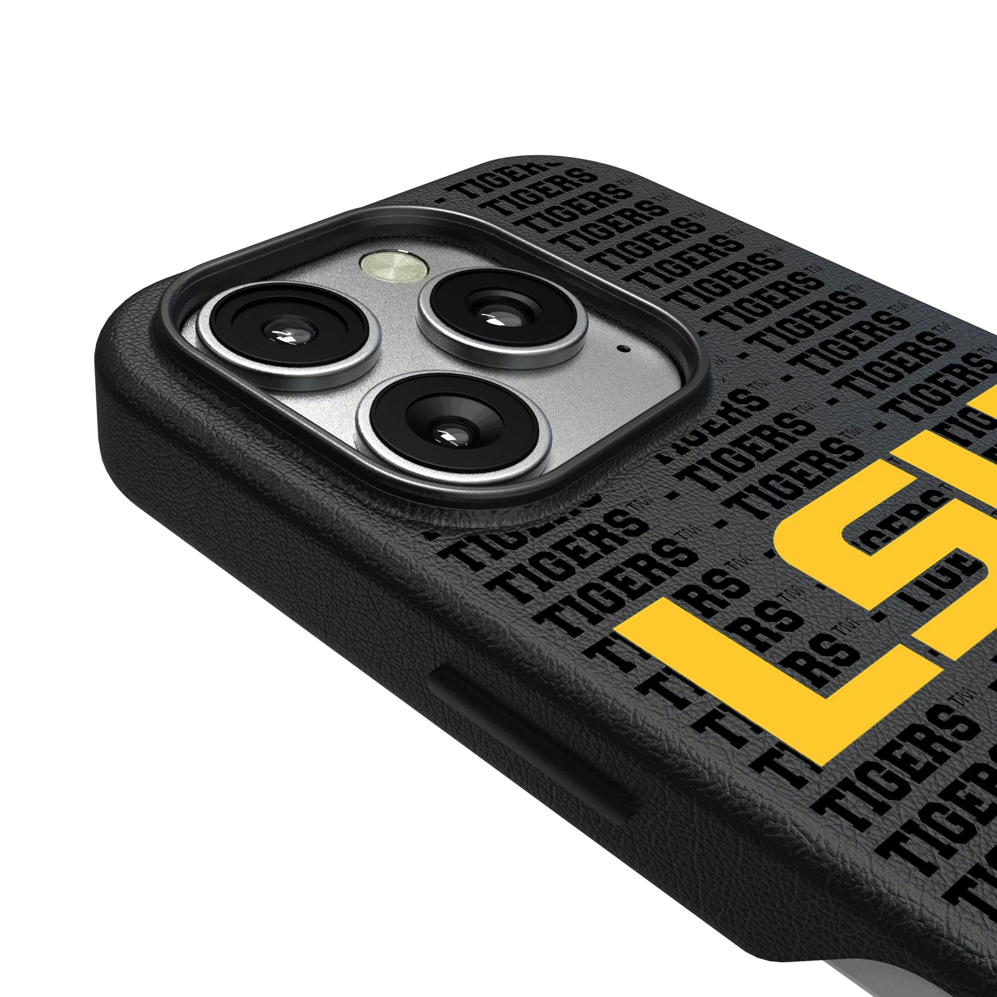Louisiana State University Tigers Text Backdrop iPhone MagSafe Compatible Phone Case for Apple iPhone - Detail