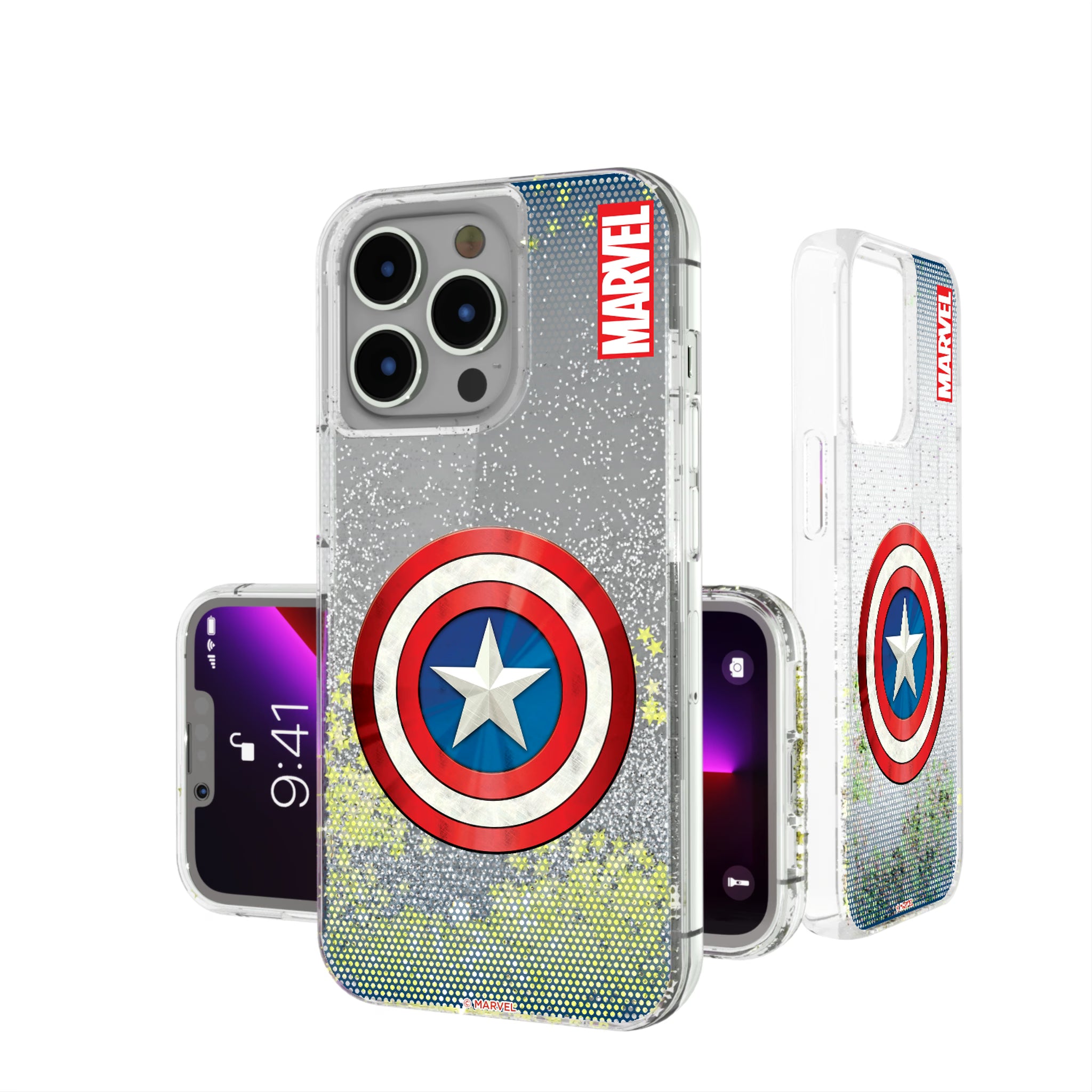 Marvel Avengers Captain America Grid iPhone Glitter Phone Case for Apple iPhone