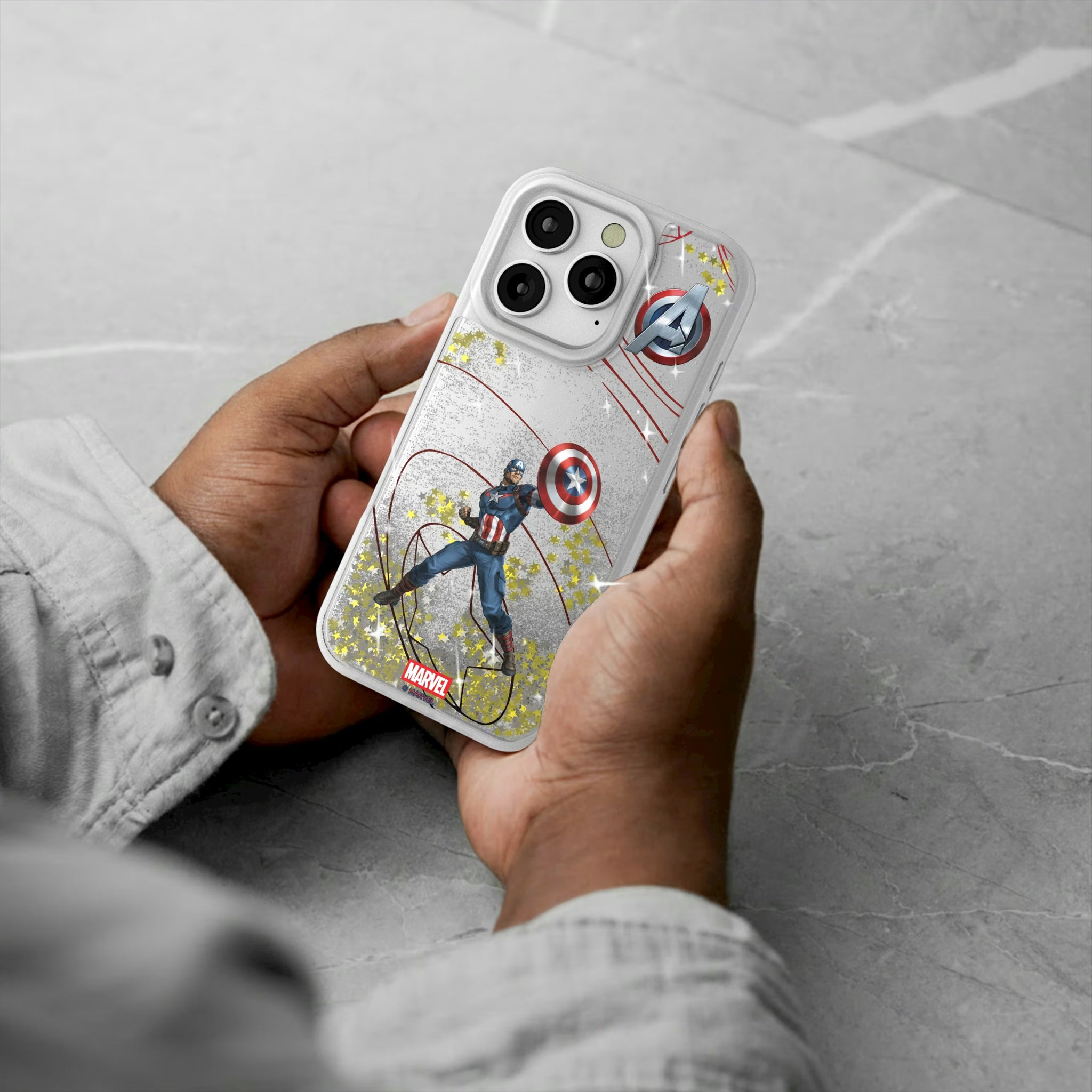 Marvel Avengers Captain America MechLine iPhone Glitter Phone Case for Apple iPhone - Lifestyle#Device_iPhone 16 Pro