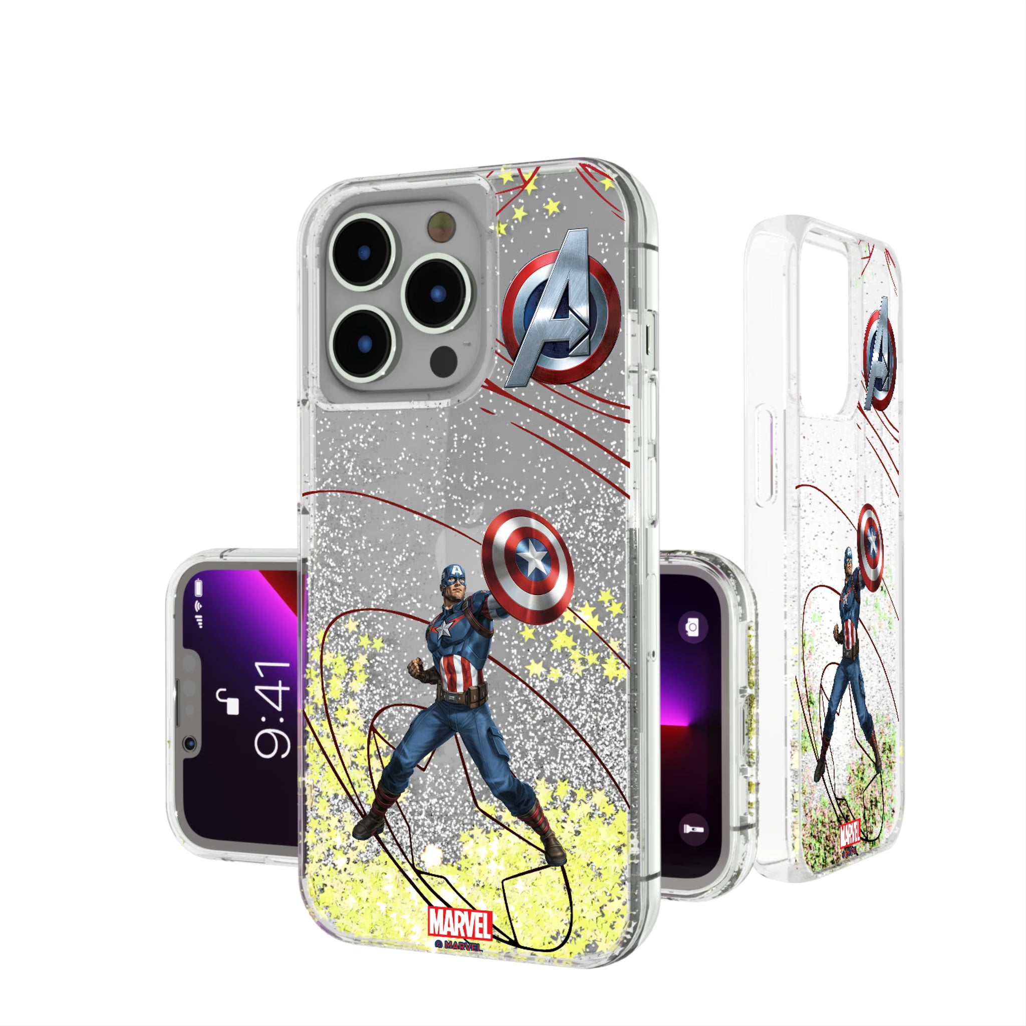 Marvel Avengers Captain America MechLine iPhone Glitter Phone Case for Apple iPhone