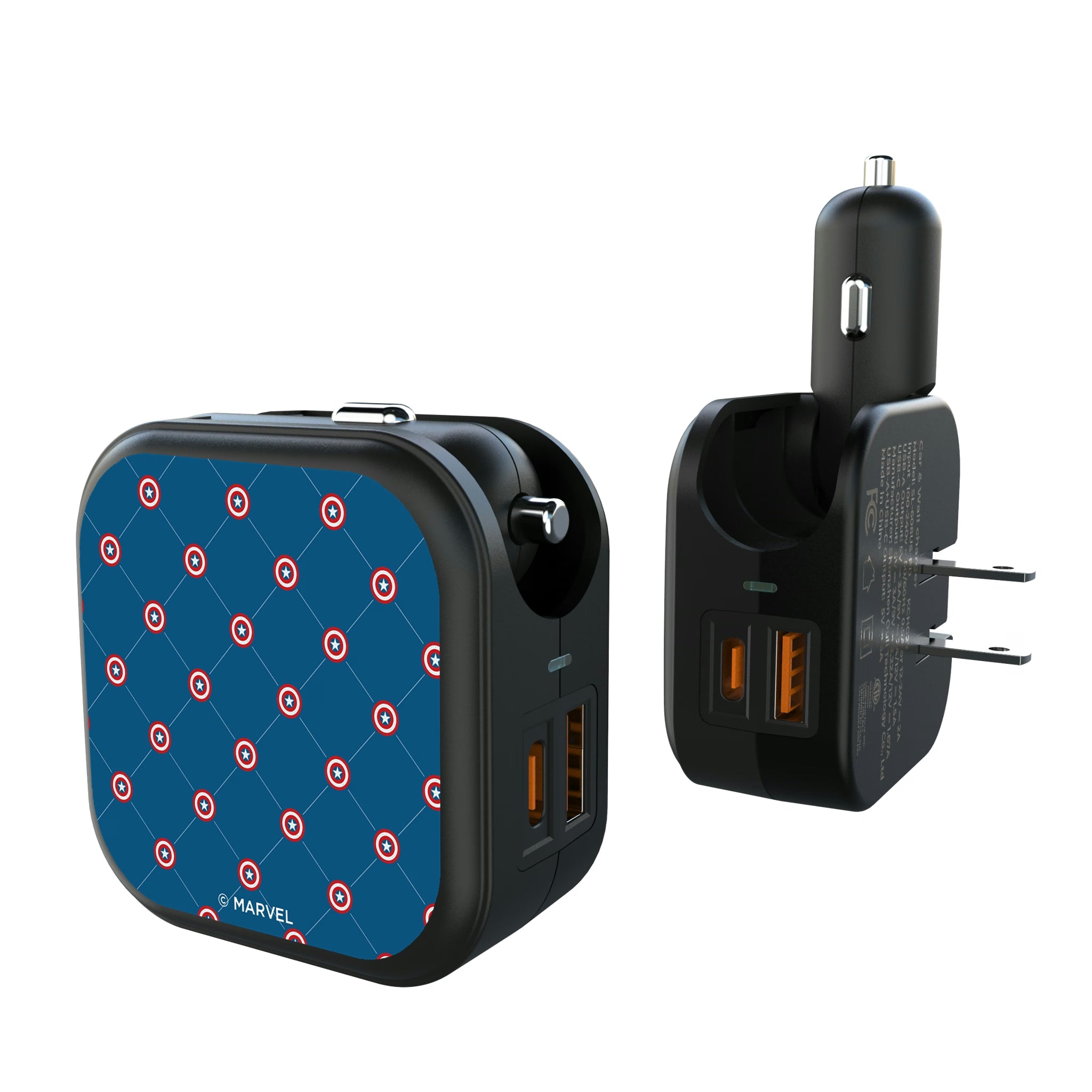 Marvel Avengers Captain America Pattern 2 in 1 USB A/C Charger