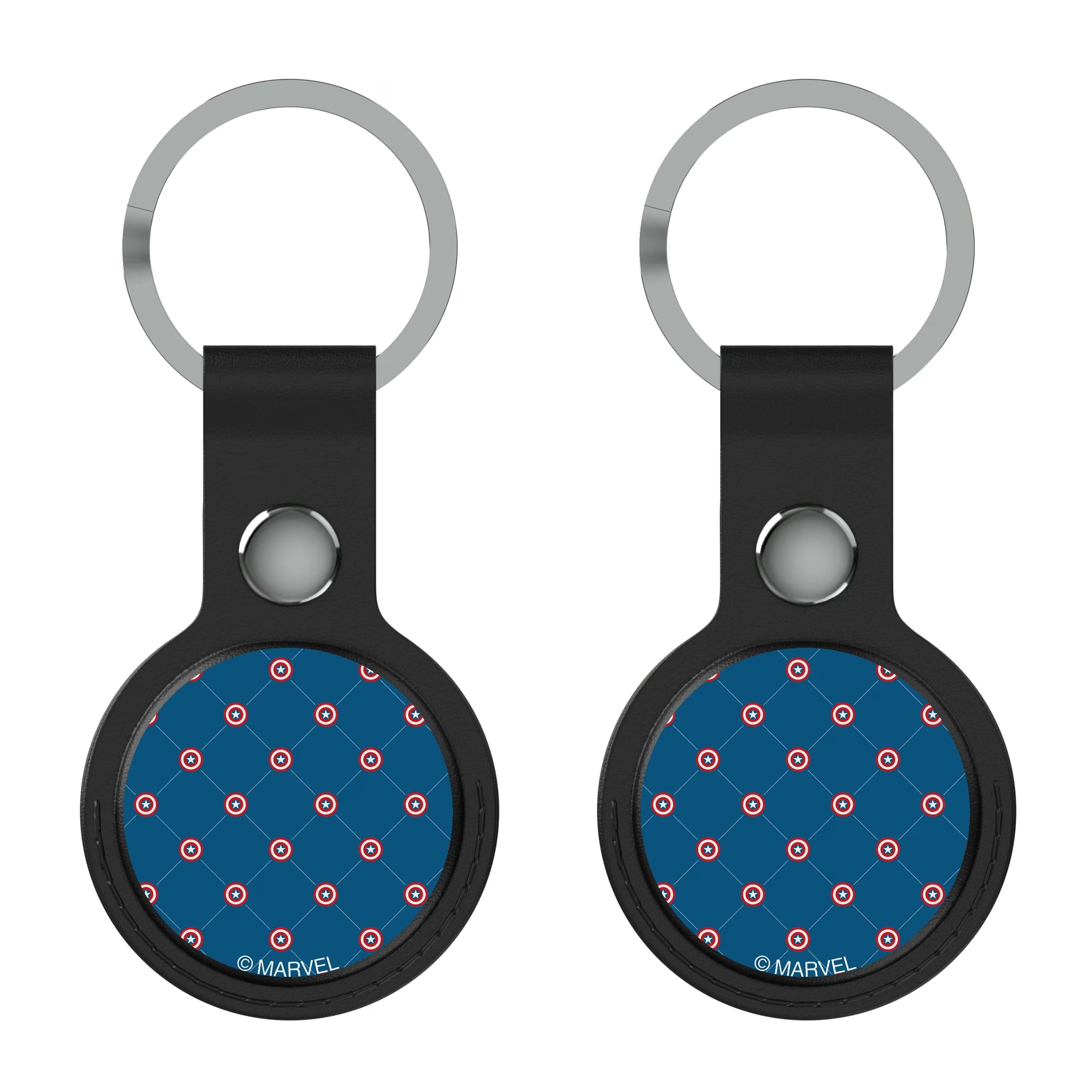 Marvel Avengers Captain America Pattern AirTag Black Airtag Holder 2-Pack