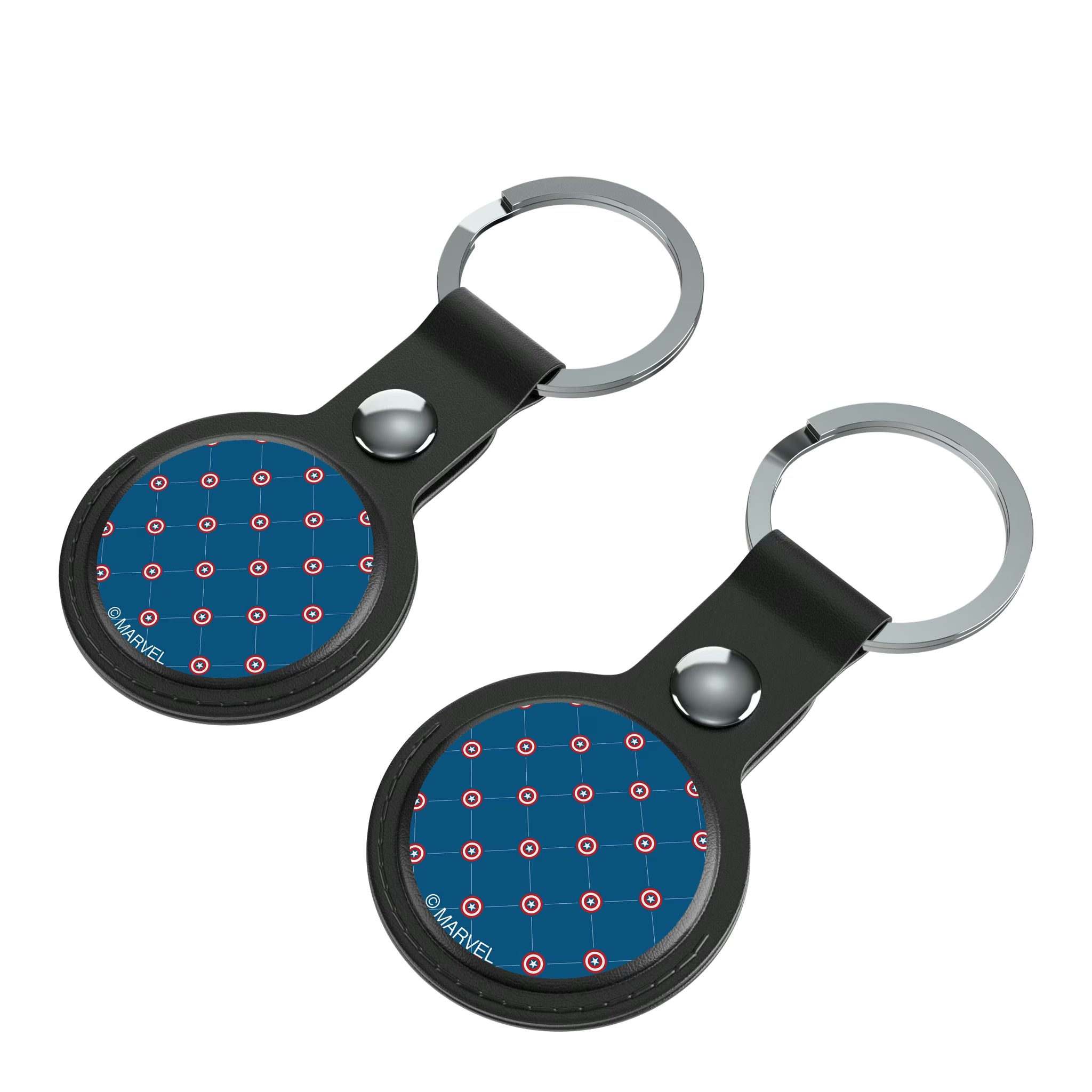 Marvel Avengers Captain America Pattern AirTag Black Airtag Holder 2-Pack - Isometric View