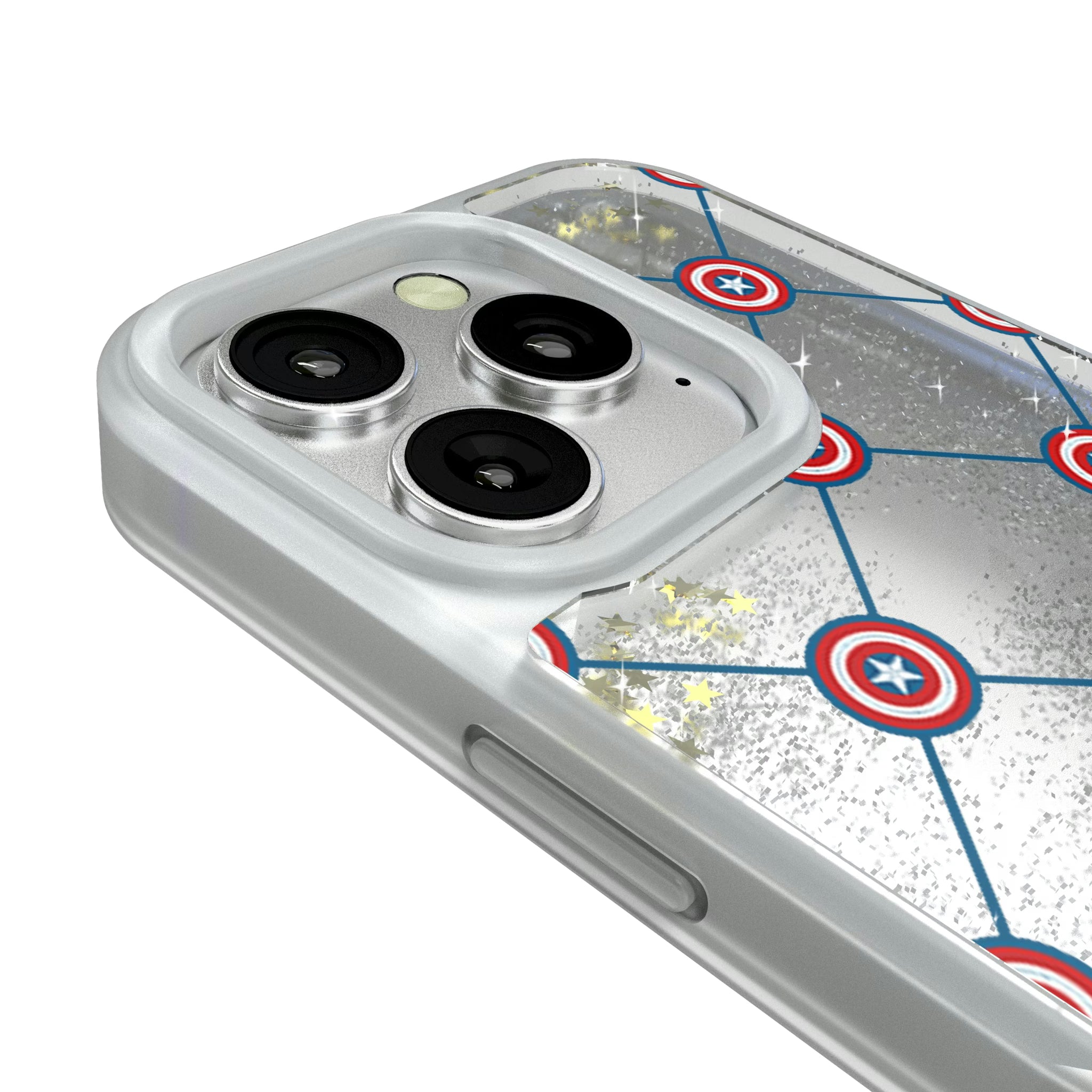 Marvel Avengers Captain America Pattern iPhone Glitter Phone Case for Apple iPhone - Detail#Device_iPhone 16 Pro