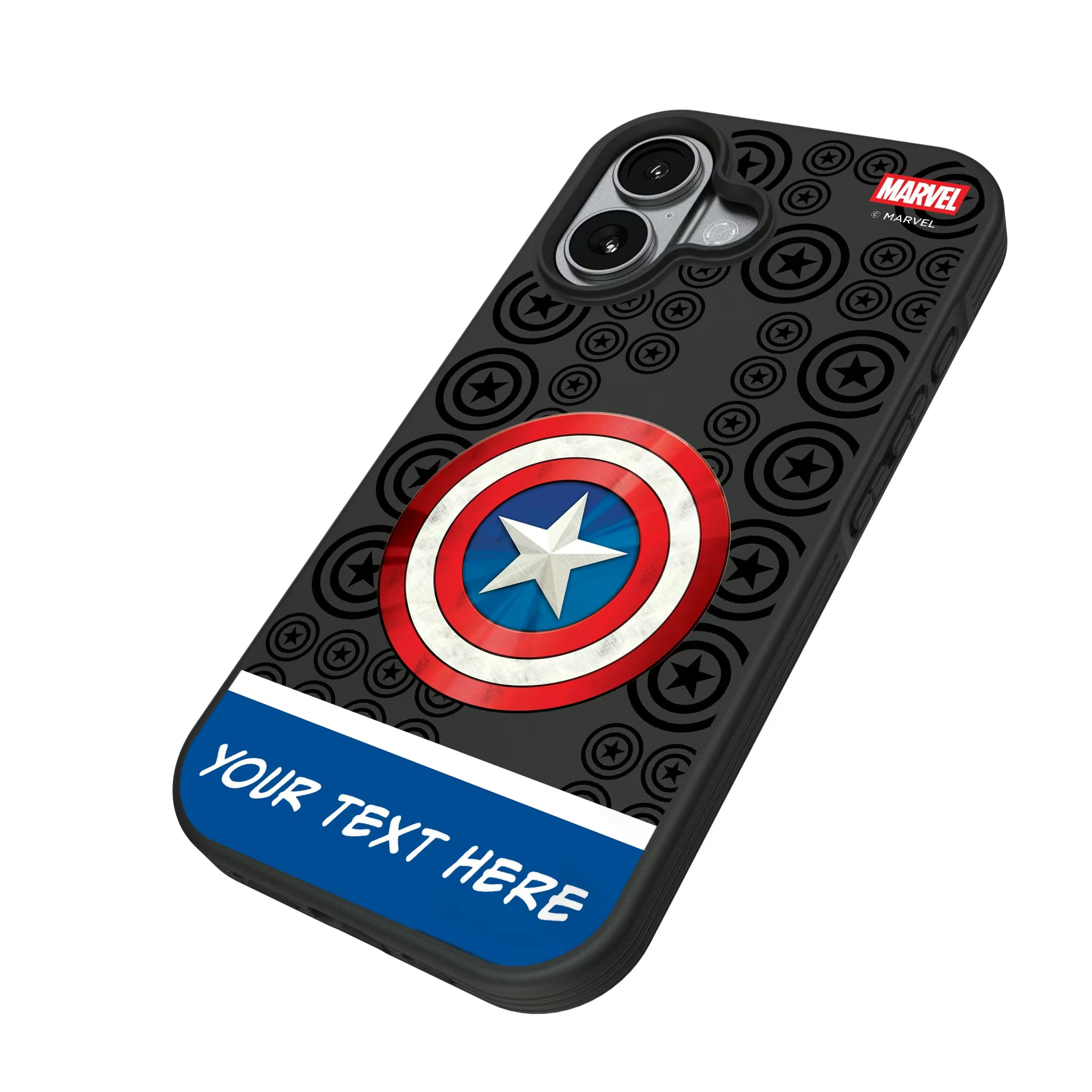 Marvel Avengers Captain America Personalized Sigil
 iPhone Bump Phone Case for Apple iPhone - Isometric View#Device_iPhone 17