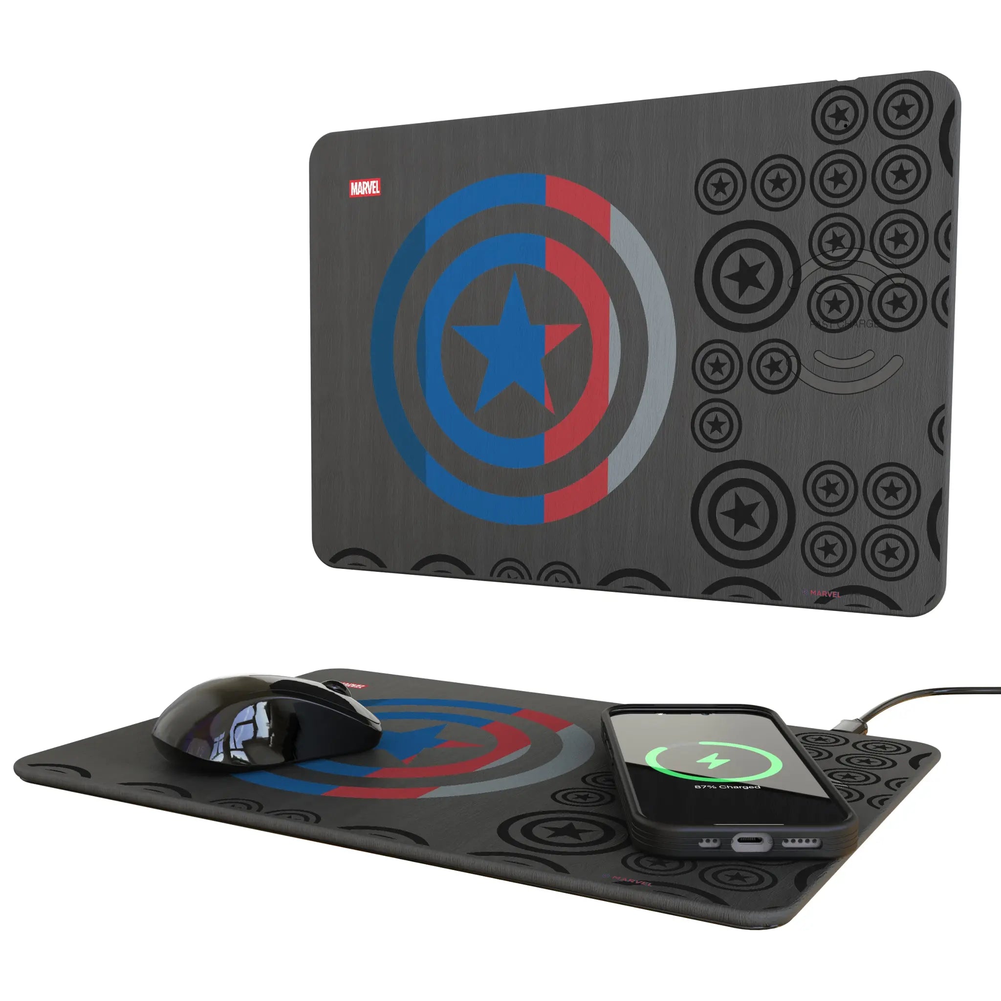 Marvel Avengers Captain America Sigil 15-Watt Wireless Charger and Mouse Pad