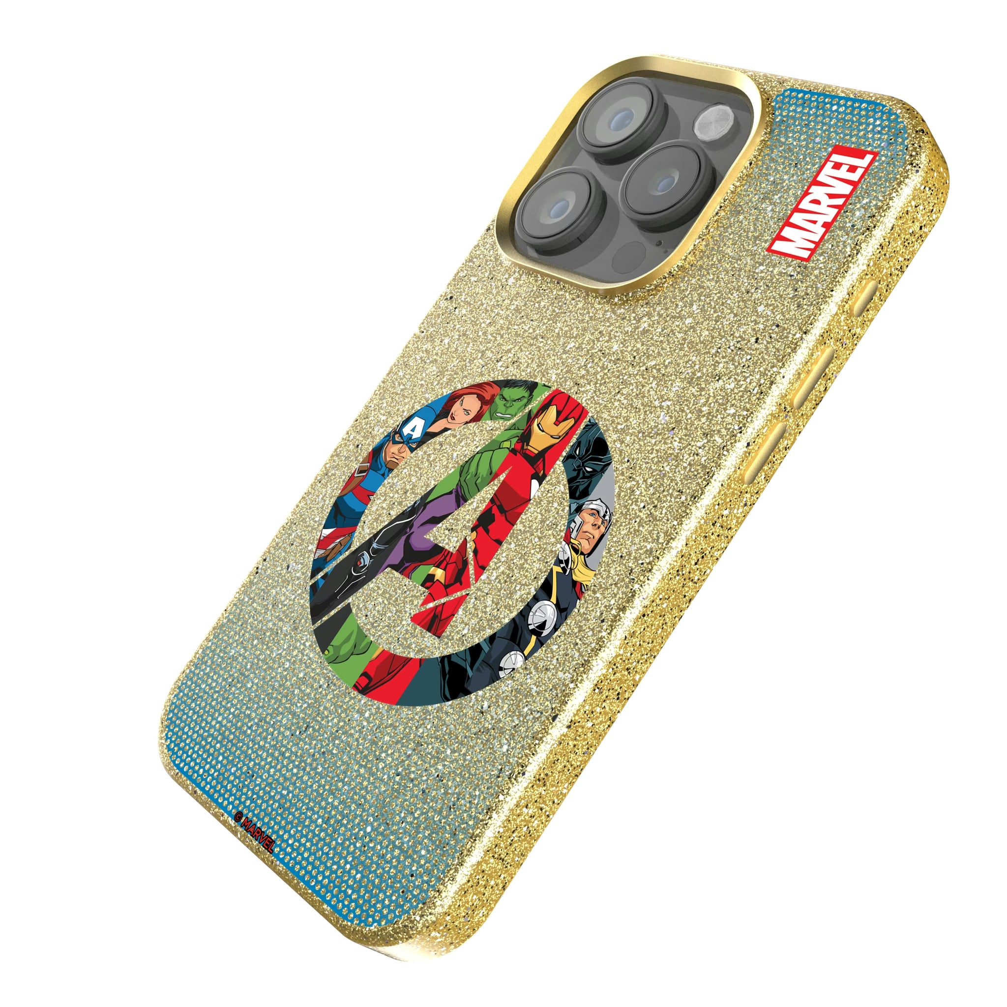 Marvel Avengers Grid iPhone Bling Phone Case for Apple iPhone - Isometric View