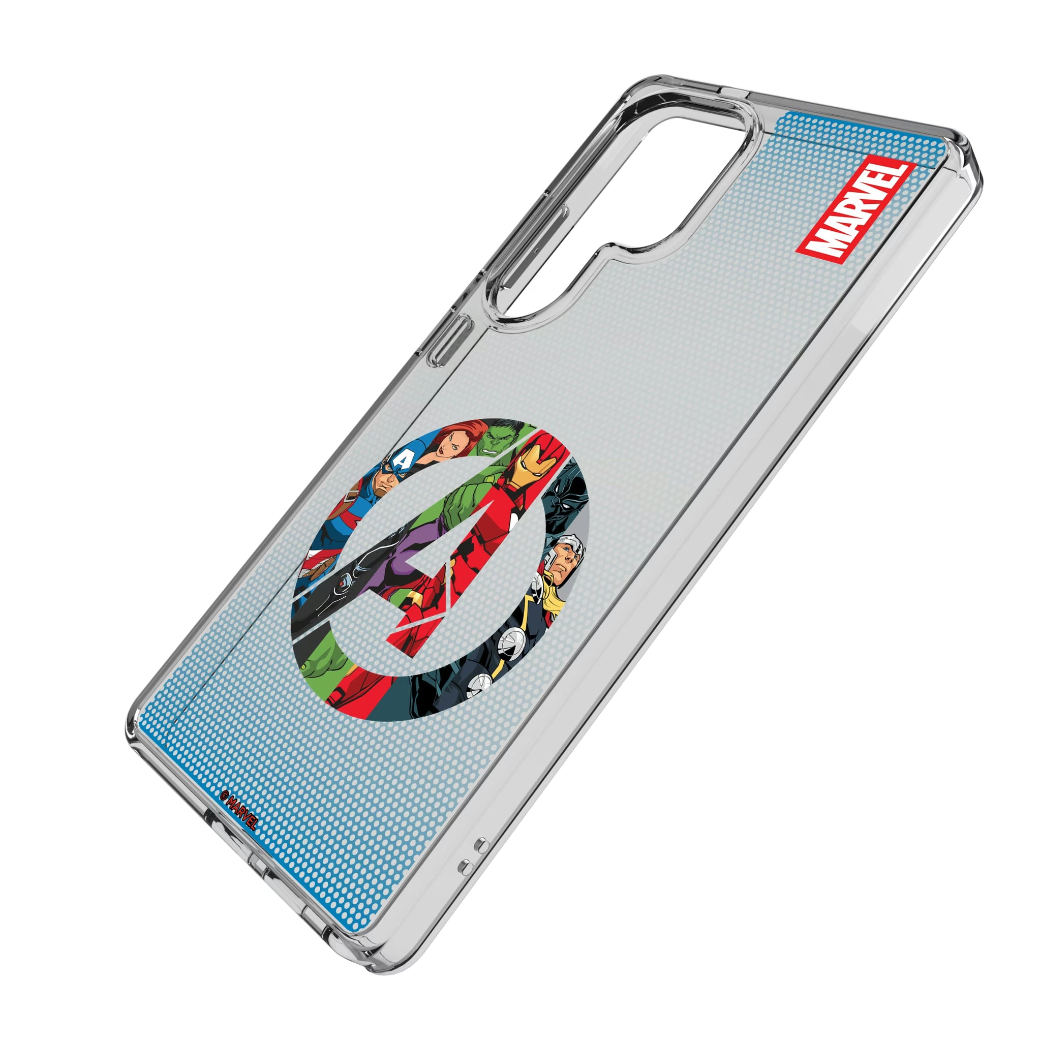 Marvel Avengers Grid Galaxy Clear Phone Case for Samsung Galaxy - Isometric View