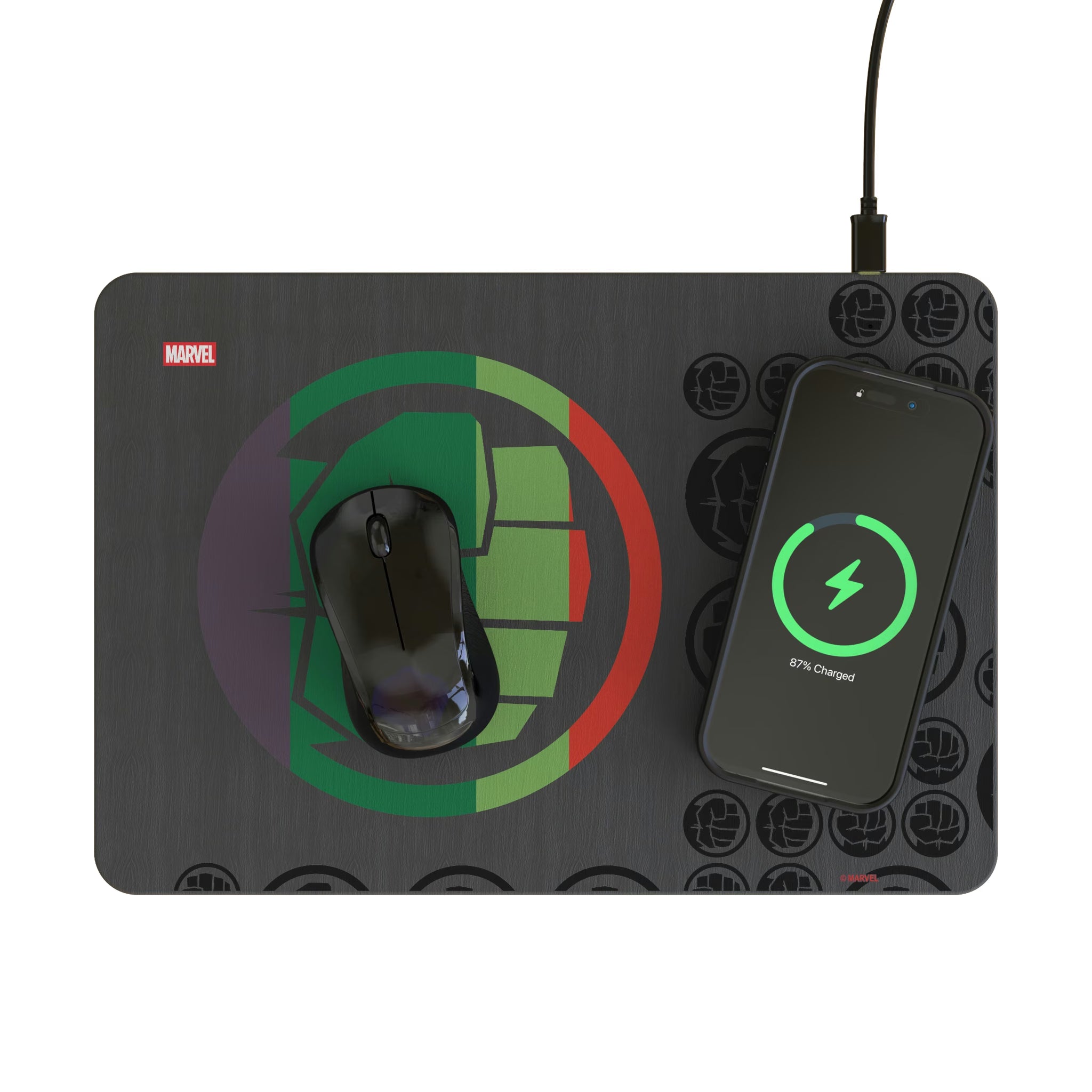 Marvel Avengers Hulk Sigil 15-Watt Wireless Charger and Mouse Pad - Lifestyle