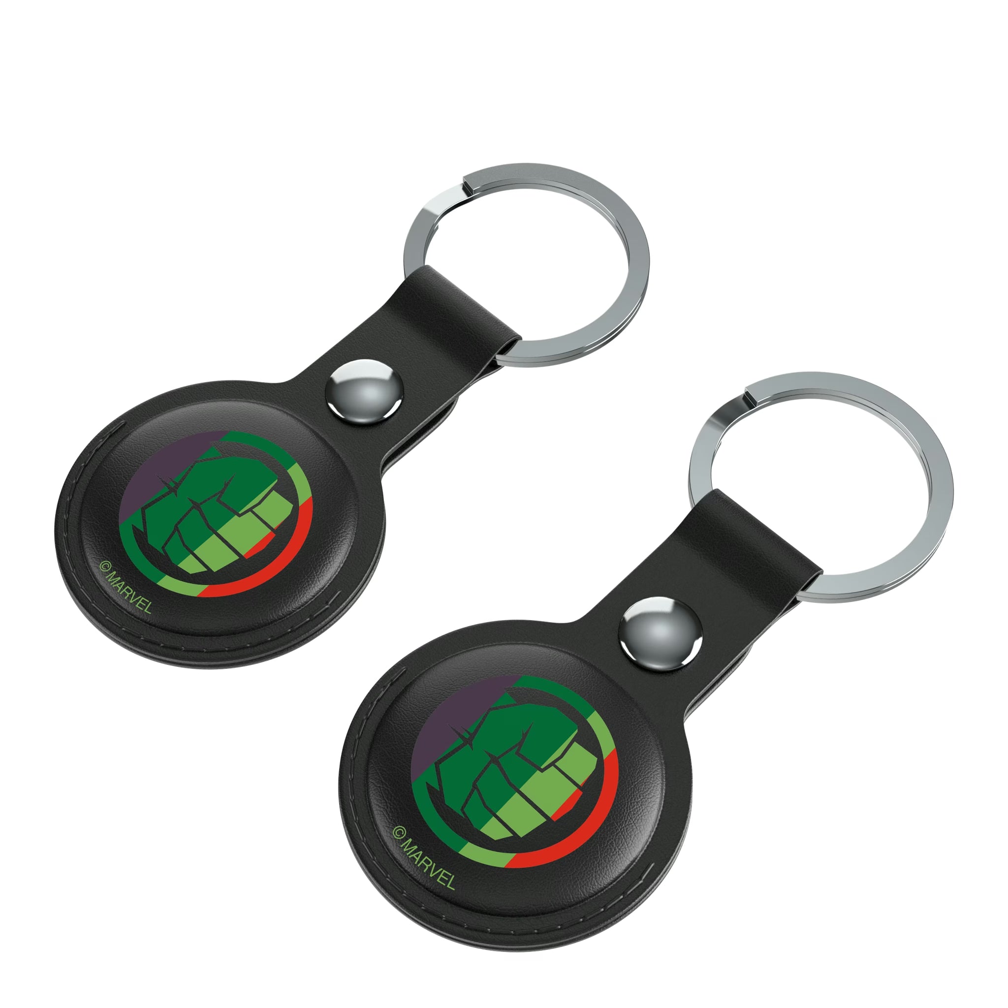 Marvel Avengers Hulk Sigil AirTag Black Airtag Holder 2-Pack - Isometric View