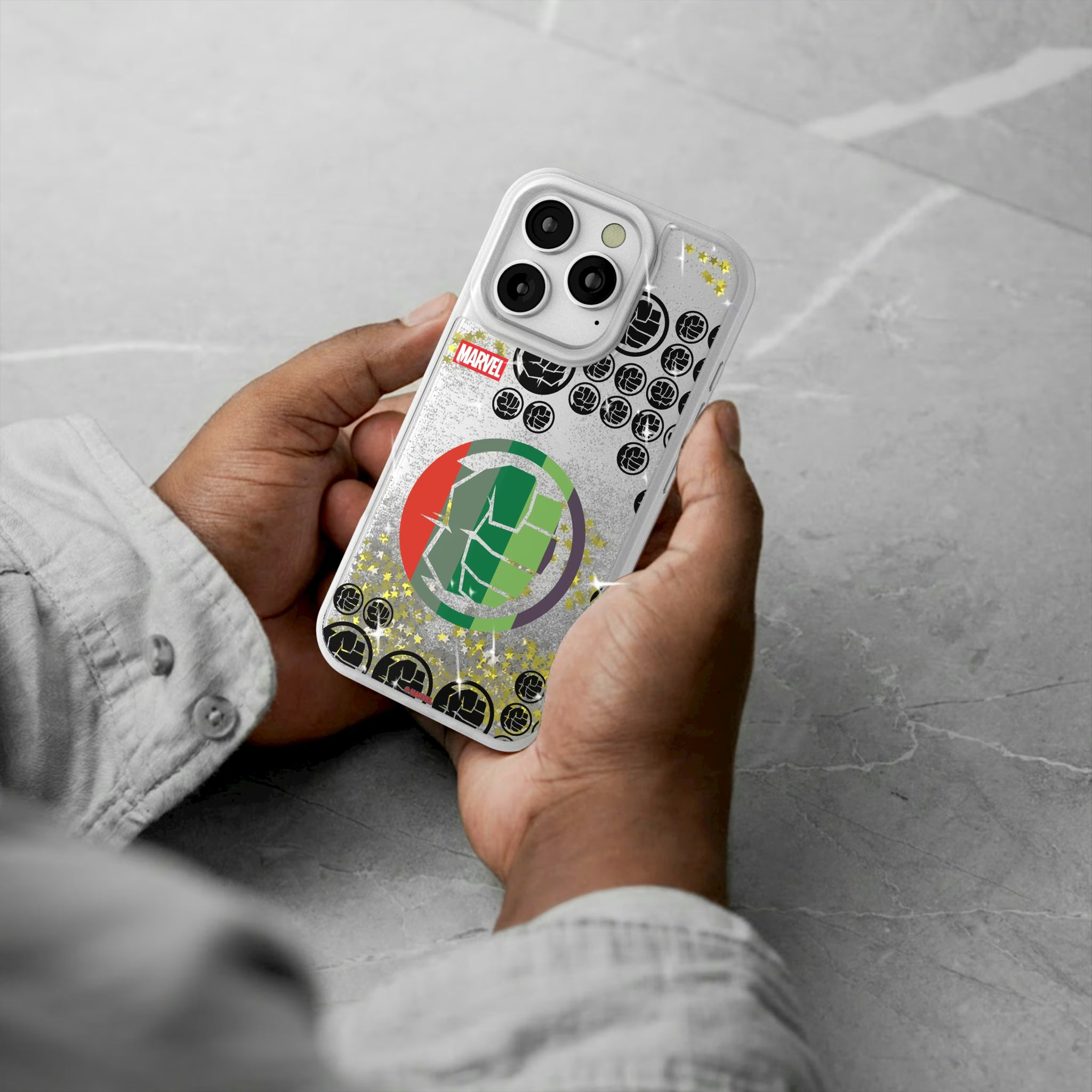 Marvel Avengers Hulk Sigil iPhone Glitter Phone Case for Apple iPhone - Lifestyle#Device_iPhone 16 Pro