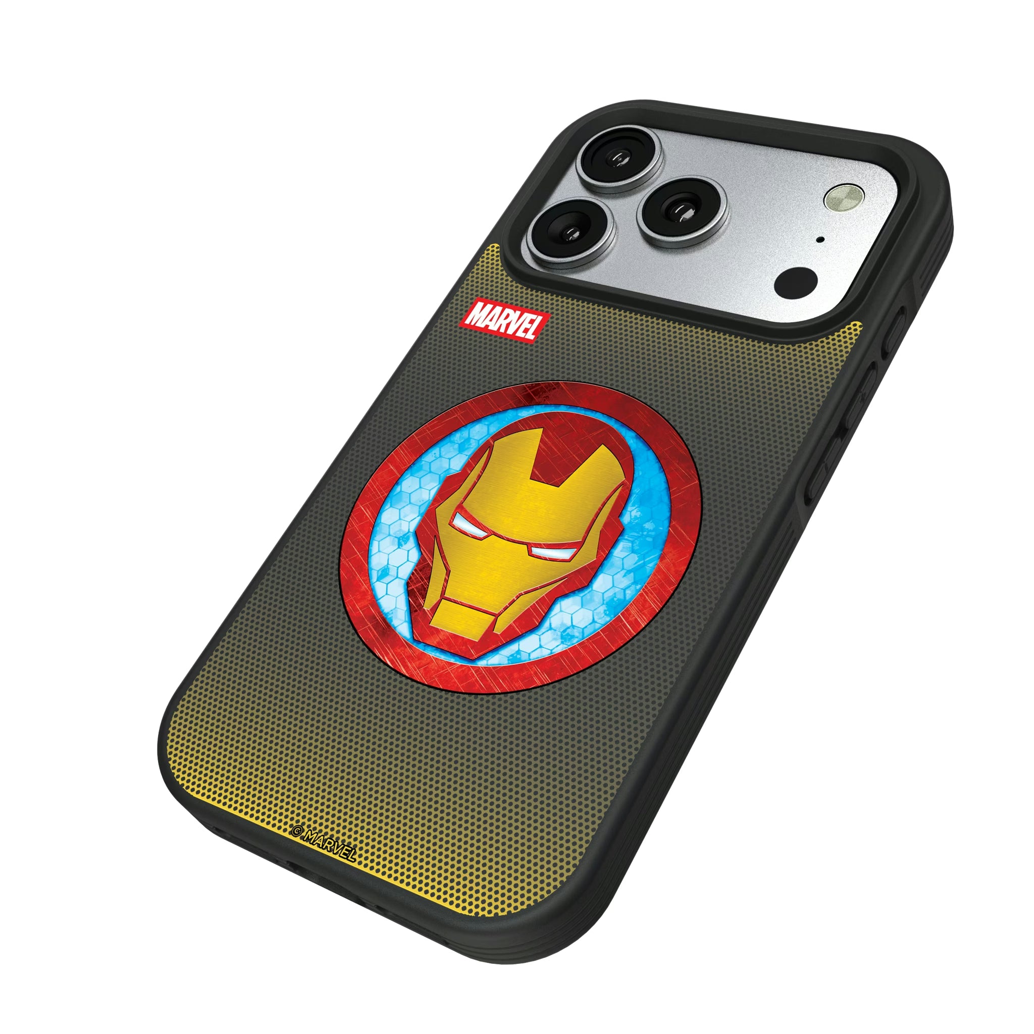 Marvel Avengers Iron Man Grid iPhone Bump Phone Case for Apple iPhone - Isometric View#Device_iPhone 17 Pro