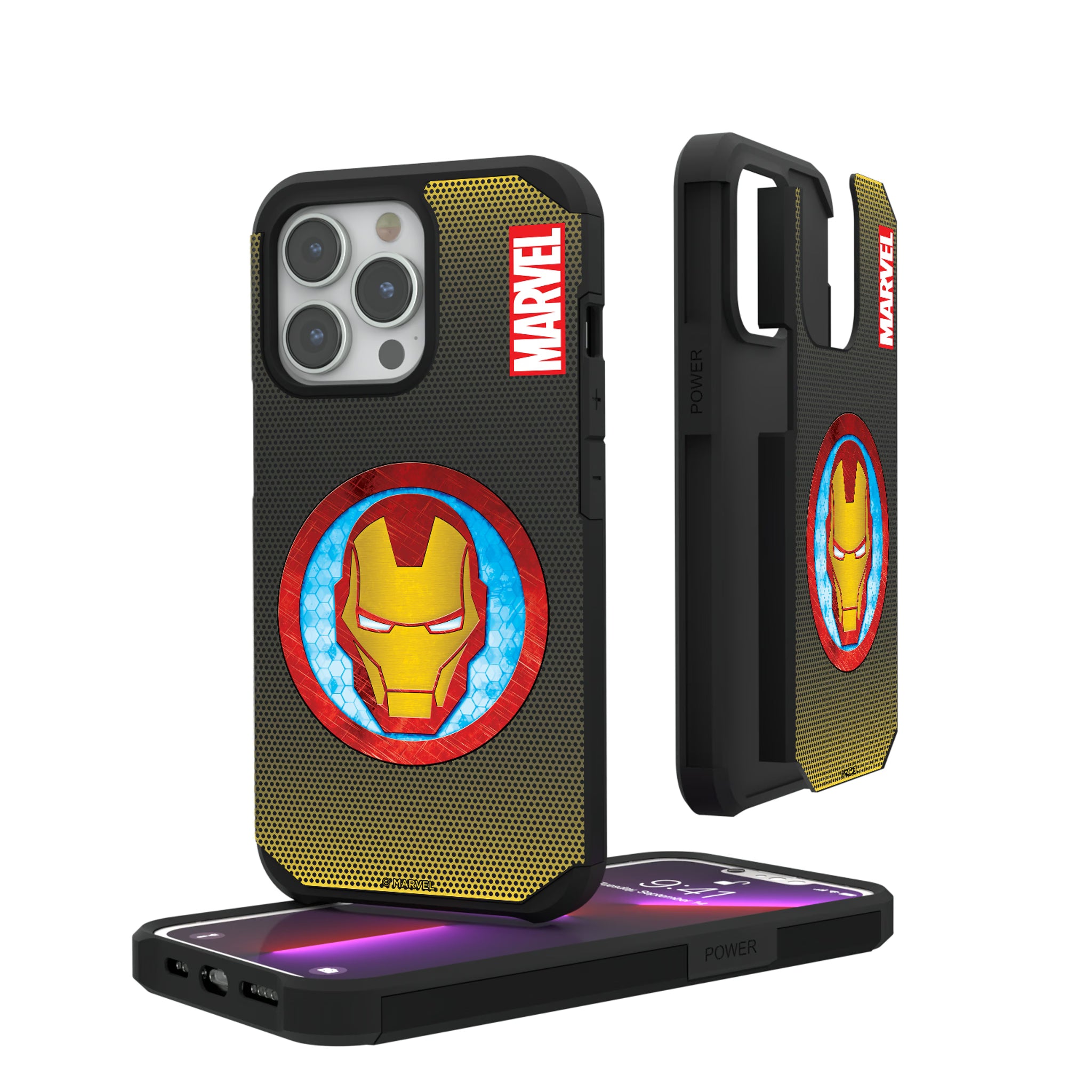 Marvel Avengers Iron Man Grid iPhone Rugged Phone Case for Apple iPhone#Device_iPhone 13 Pro