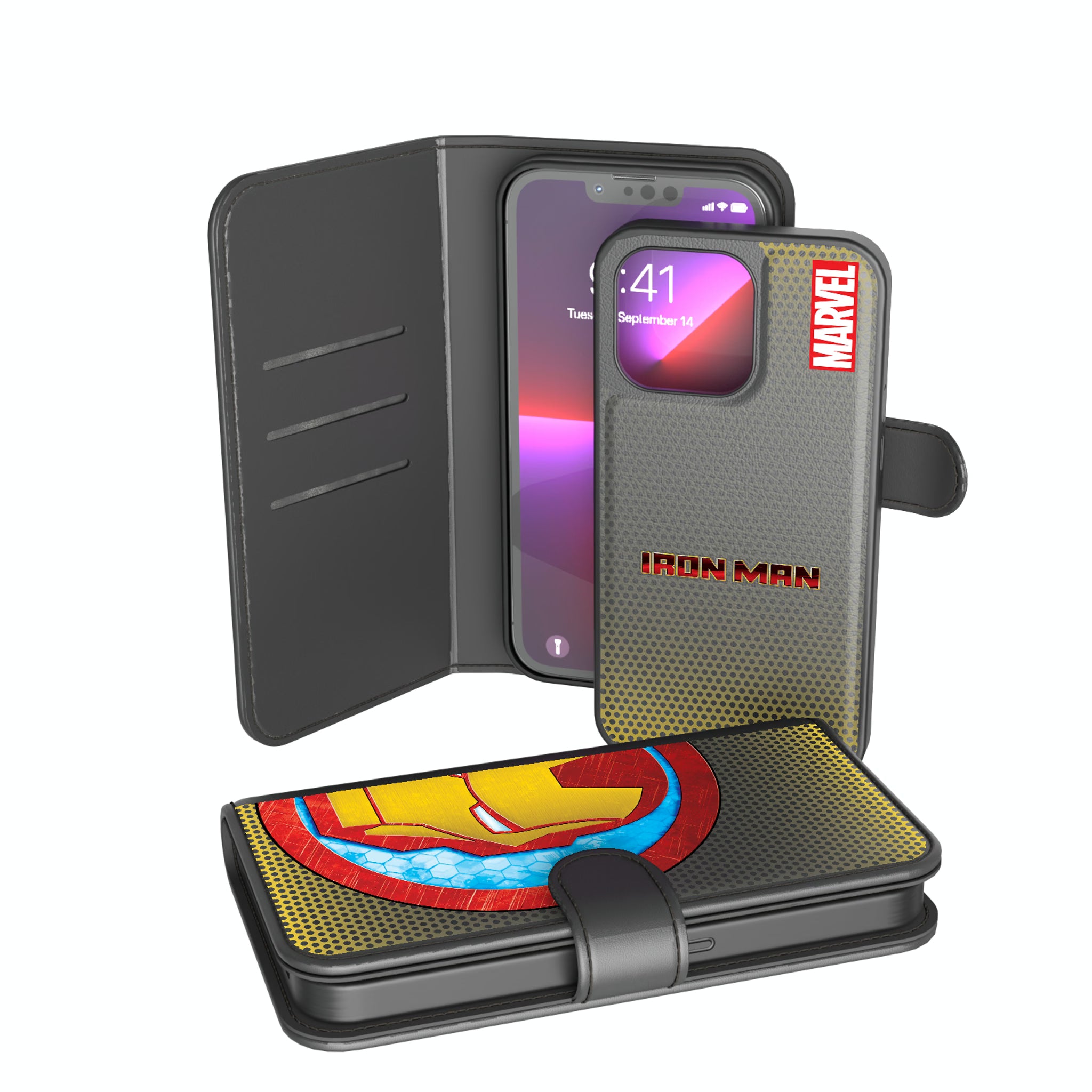 Marvel Avengers Iron Man Grid iPhone Wallet Phone Case for Apple iPhone