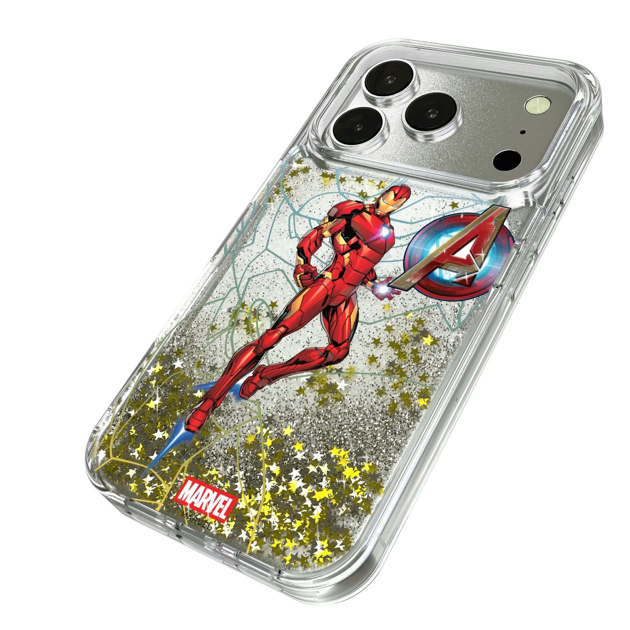Marvel Avengers Iron Man MechLine iPhone Glitter Phone Case for Apple iPhone - Isometric View#Device_iPhone 16 Pro