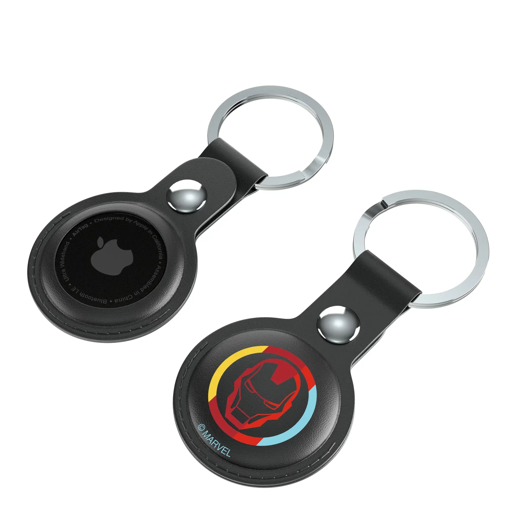 Marvel Avengers Iron Man Sigil AirTag Black Airtag Holder 2-Pack - Isometric View