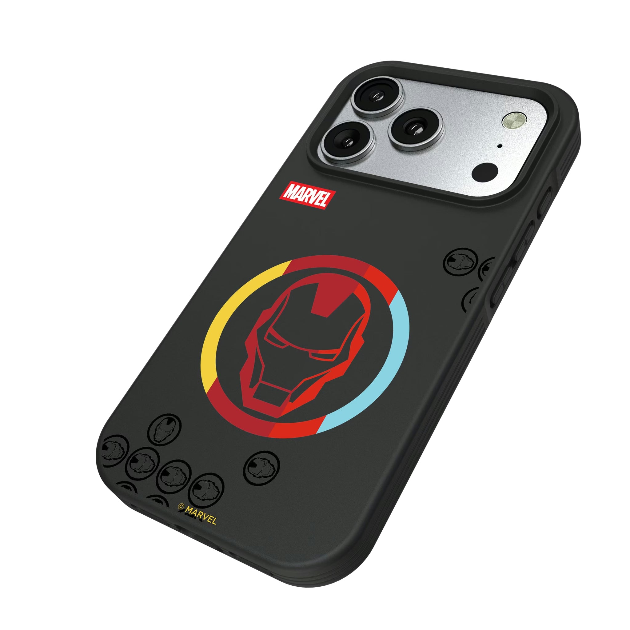 Marvel Avengers Iron Man Sigil iPhone Bump Phone Case for Apple iPhone - Isometric View#Device_iPhone 17 Pro