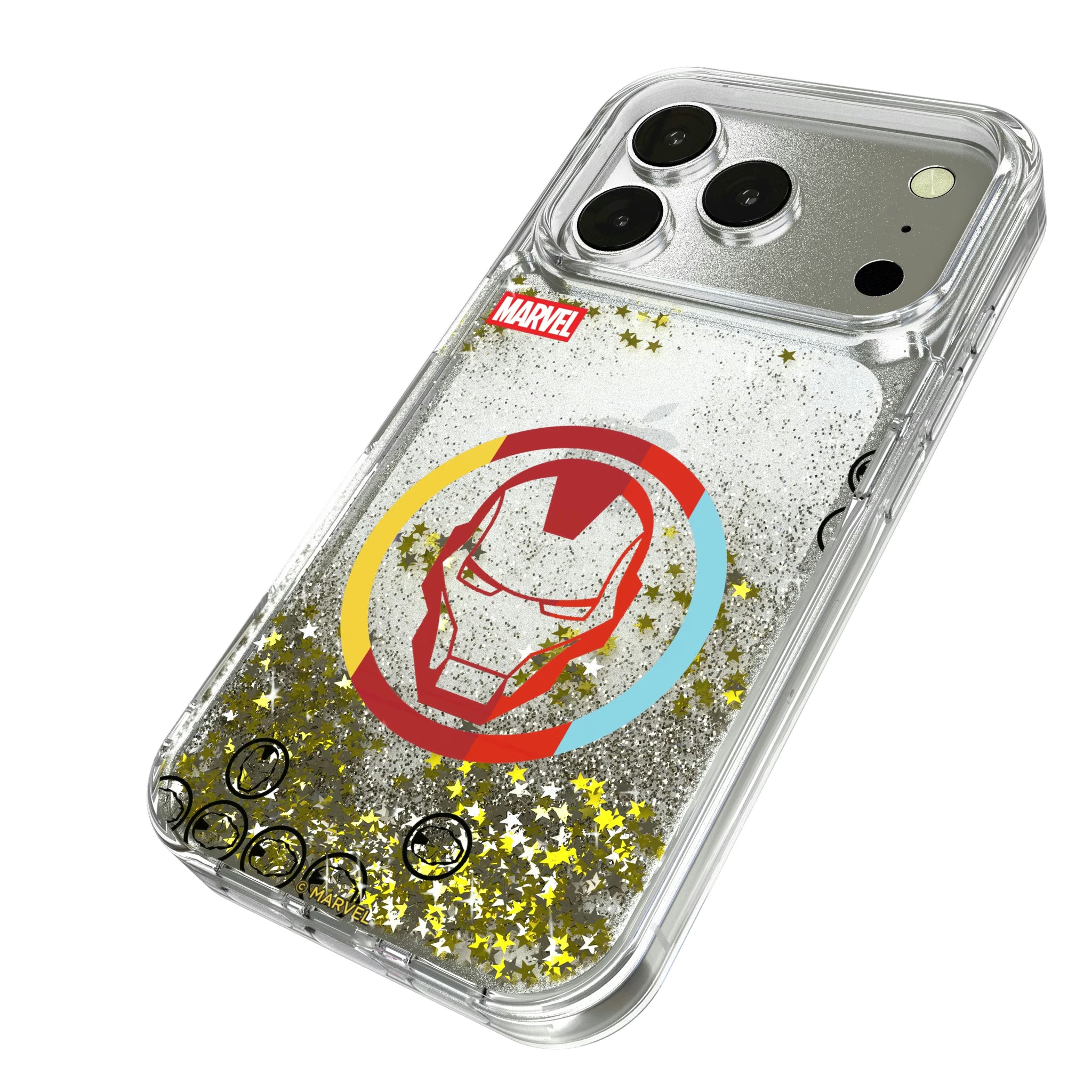 Marvel Avengers Iron Man Sigil iPhone Glitter Phone Case for Apple iPhone - Isometric View