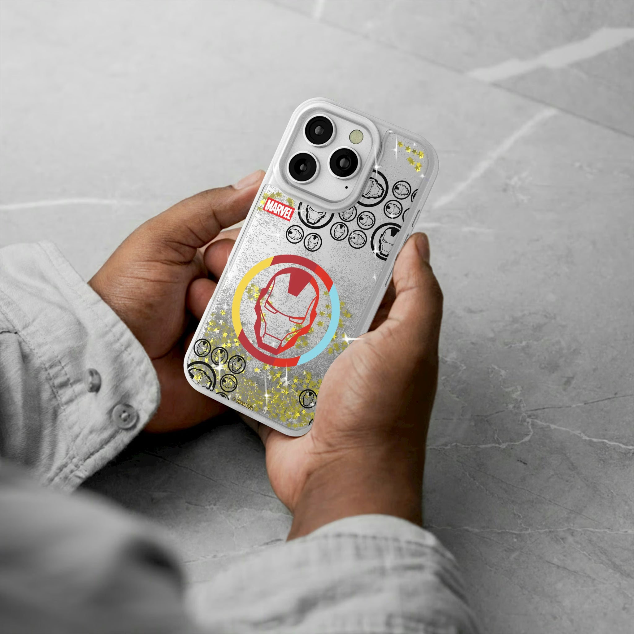 Marvel Avengers Iron Man Sigil iPhone Glitter Phone Case for Apple iPhone - Lifestyle#Device_iPhone 16 Pro