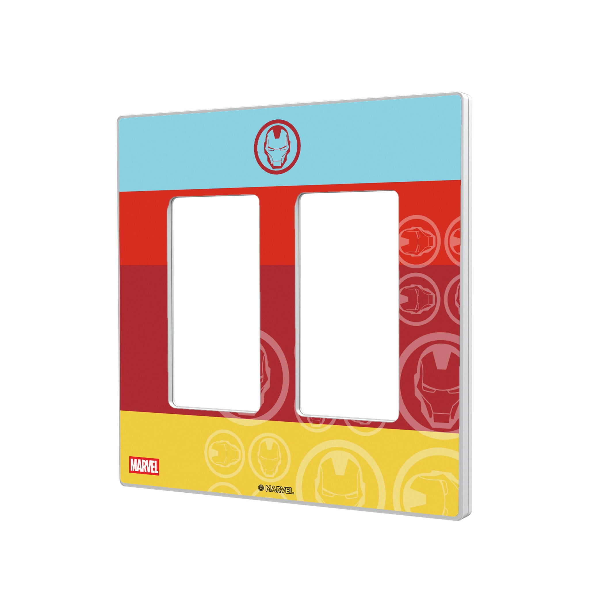Marvel Avengers Iron Man Sigil Hidden-Screw Light Switch Plate#Style_Double Rocker