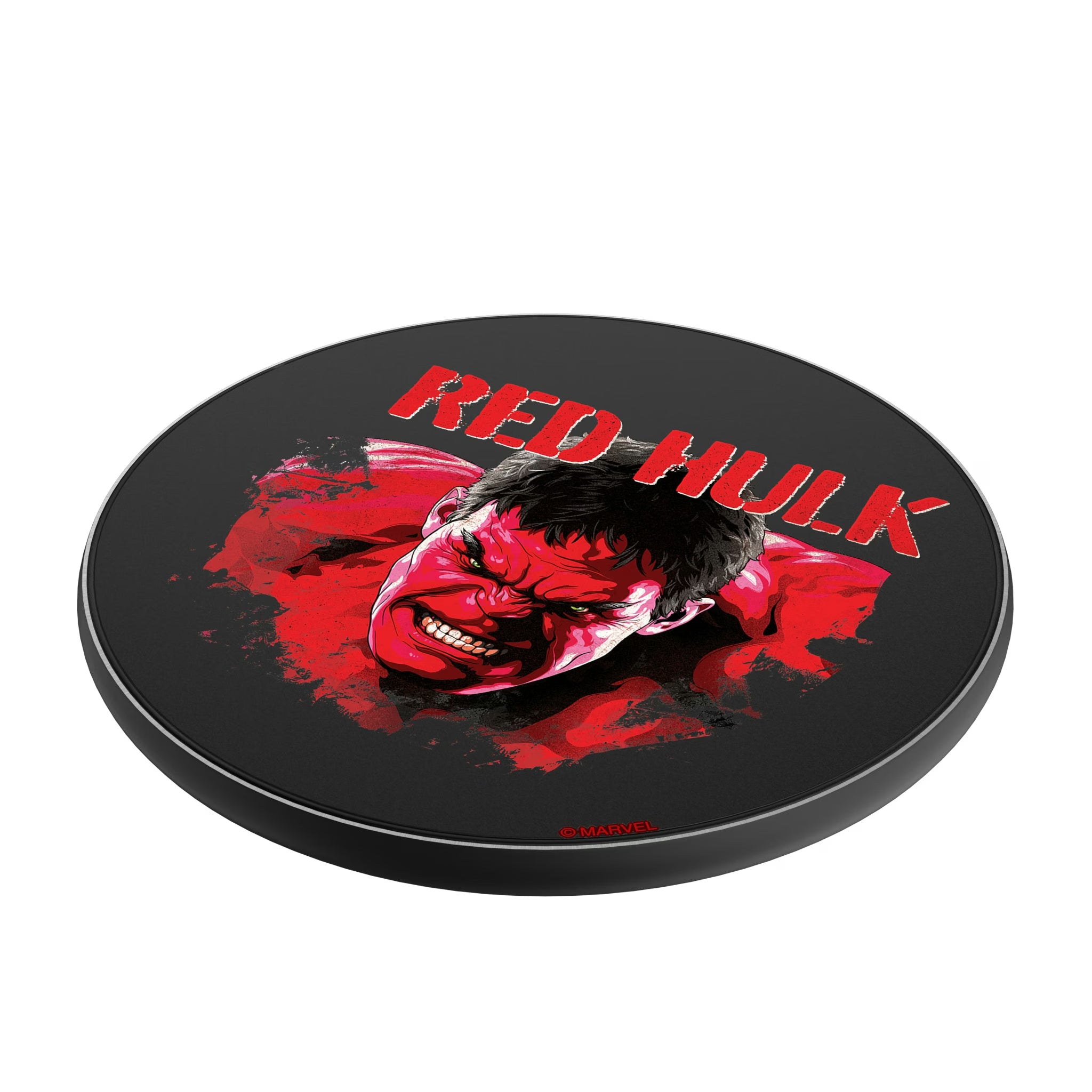 Marvel Avengers Red Hulk Badge 15-Watt Wireless Charger - Isometric View