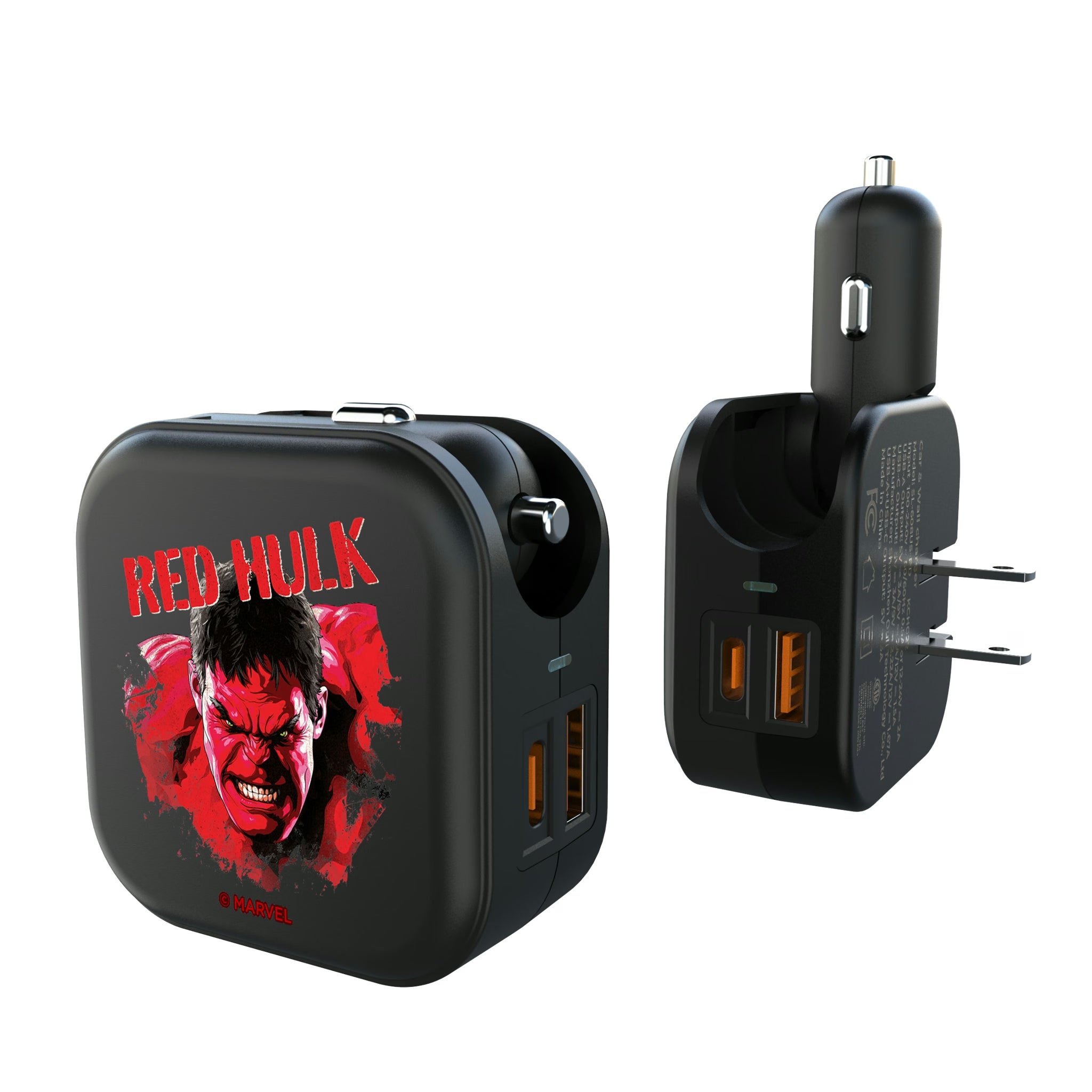 Marvel Avengers Red Hulk Badge 2 in 1 USB A/C Charger