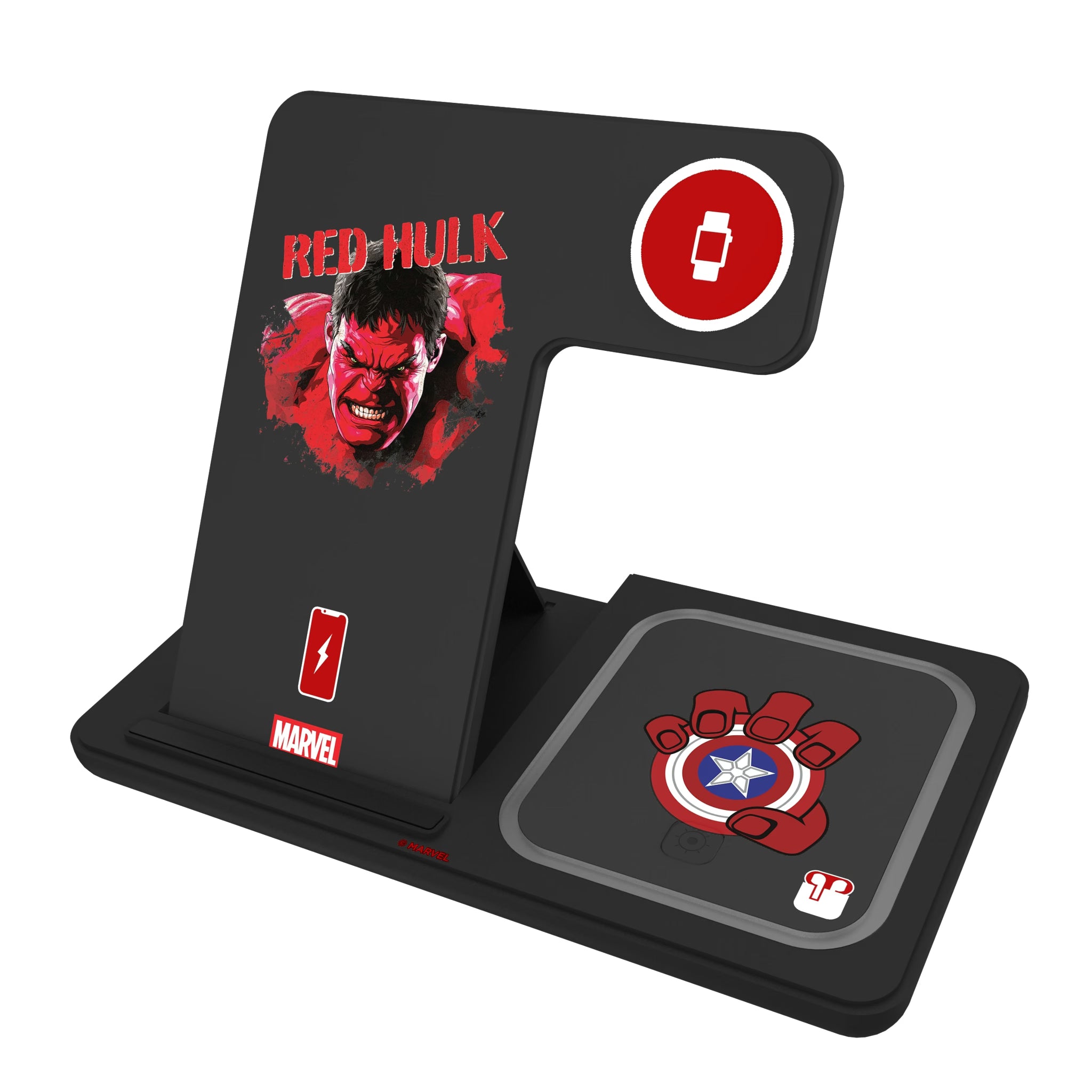 Marvel Avengers Red Hulk Badge 3 in 1 Charging Station