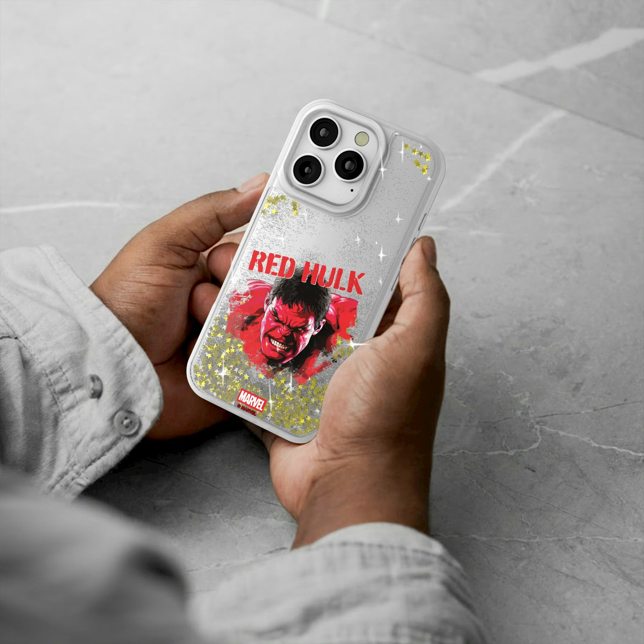 Marvel Avengers Red Hulk Badge iPhone Glitter Phone Case for Apple iPhone - Lifestyle#Device_iPhone 16 Pro