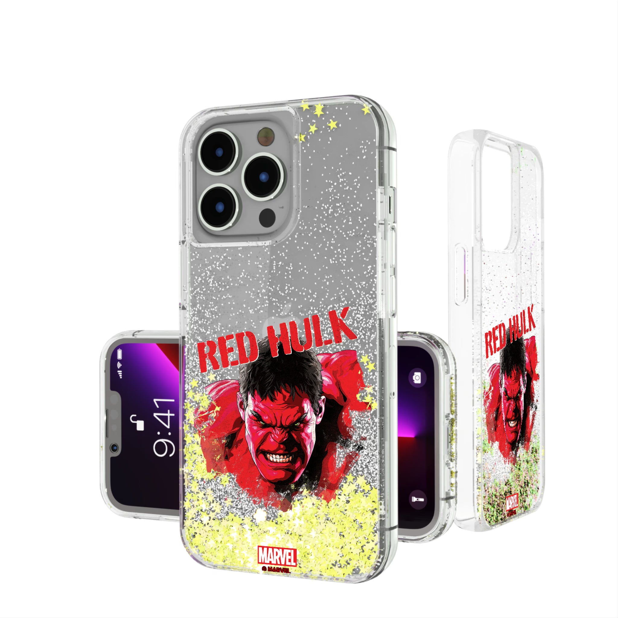 Marvel Avengers Red Hulk Badge iPhone Glitter Phone Case for Apple iPhone