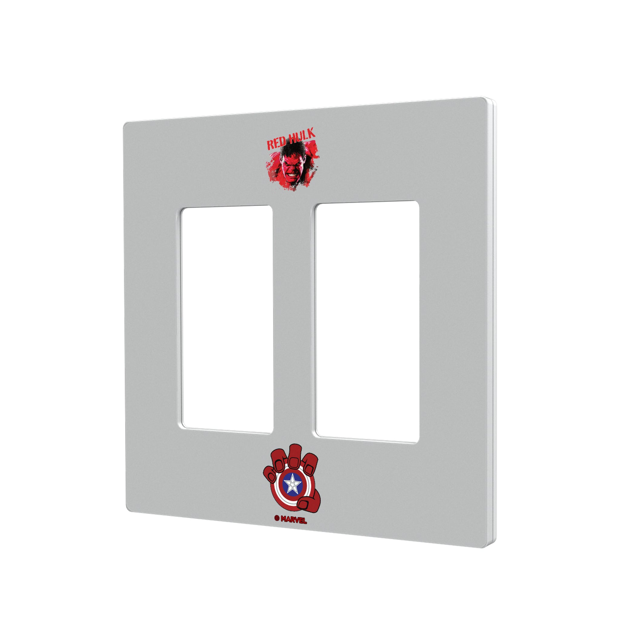 Marvel Avengers Red Hulk Badge Hidden-Screw Light Switch Plate#Style_Double Rocker