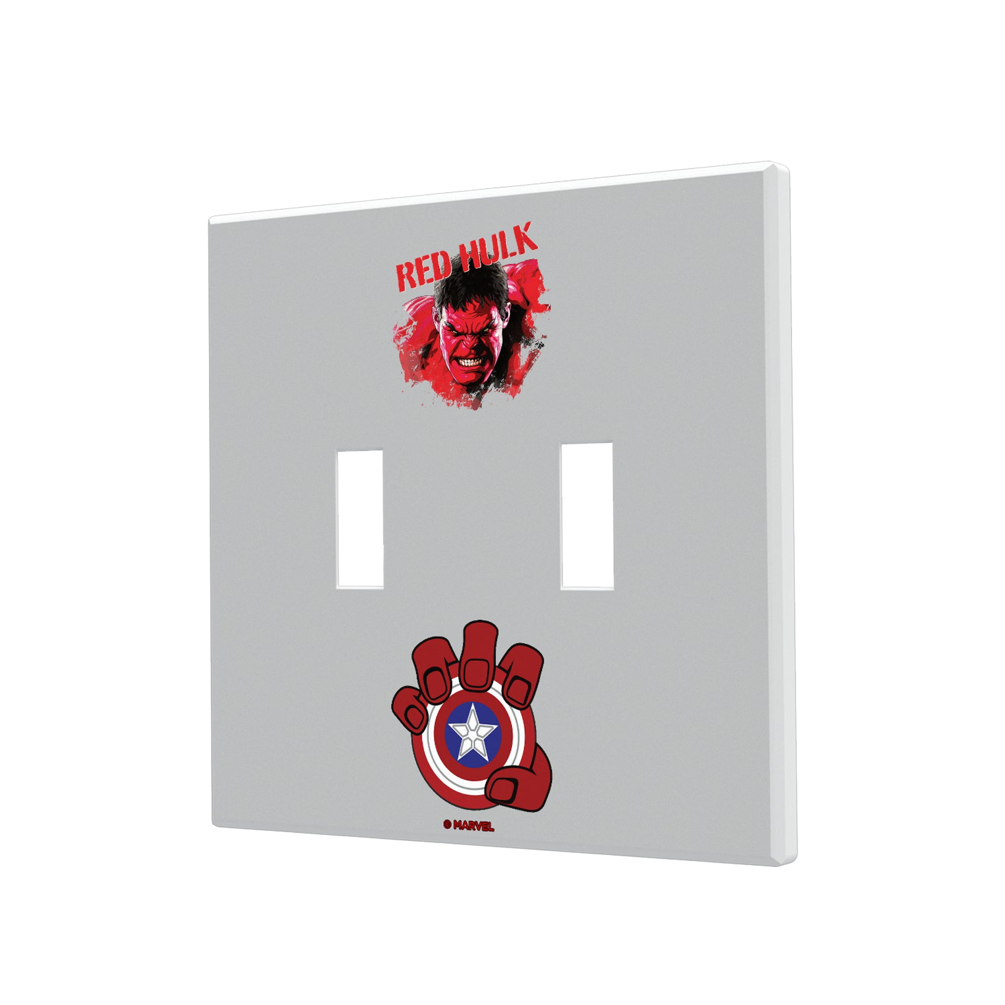 Marvel Avengers Red Hulk Badge Hidden-Screw Light Switch Plate#Style_Double Toggle