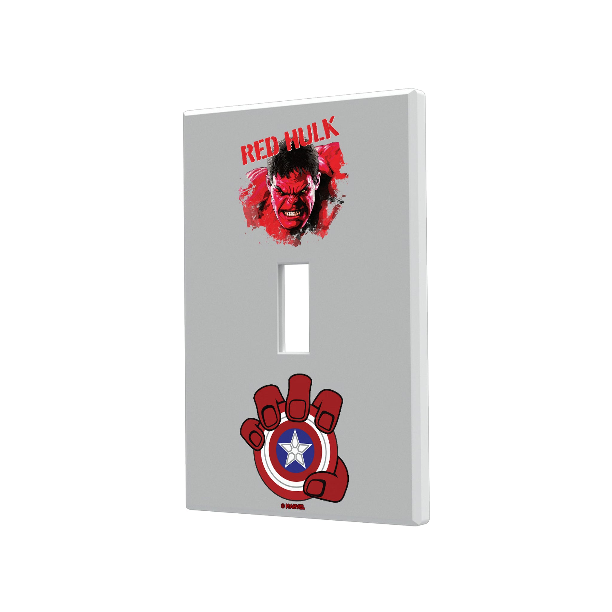 Marvel Avengers Red Hulk Badge Hidden-Screw Light Switch Plate#Style_Single Toggle