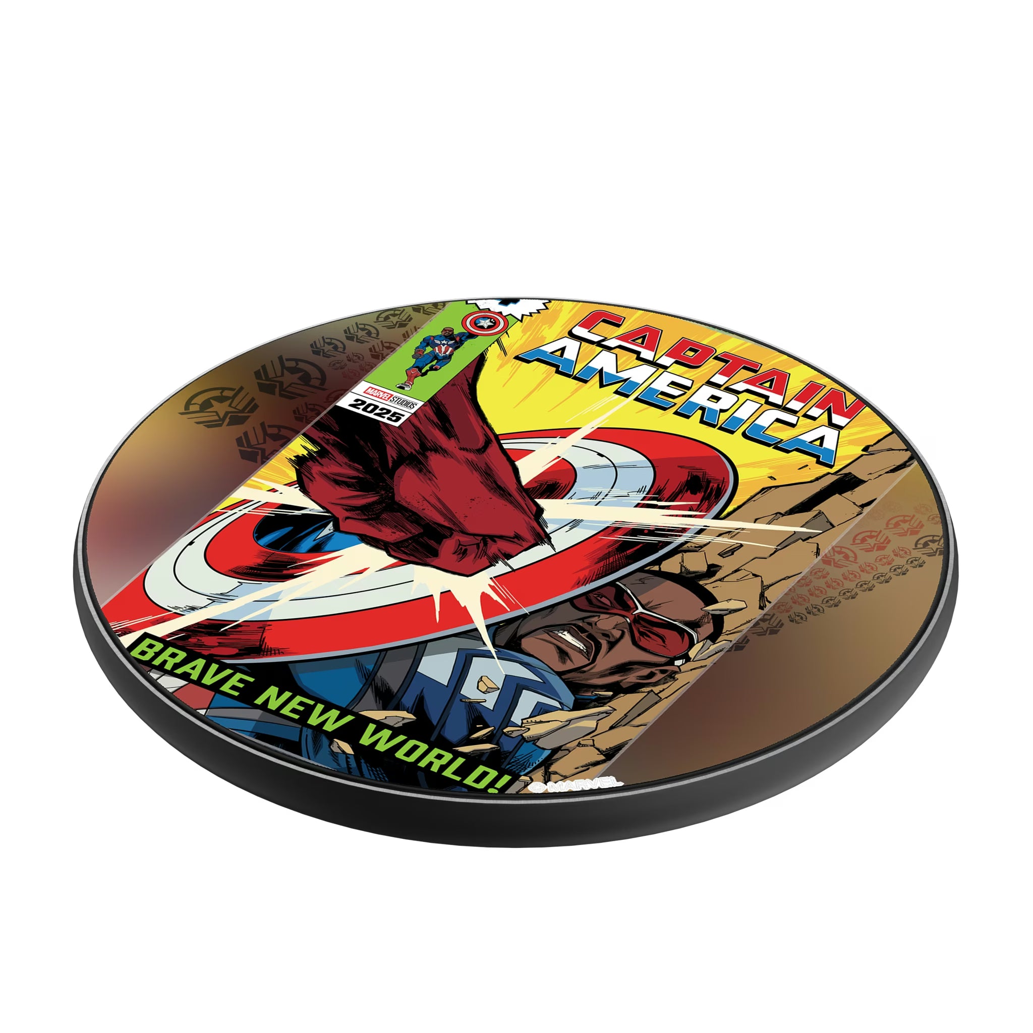 Marvel Avengers Sam Wilson Captain America Classic Cover 15-Watt Wireless Charger - Isometric View