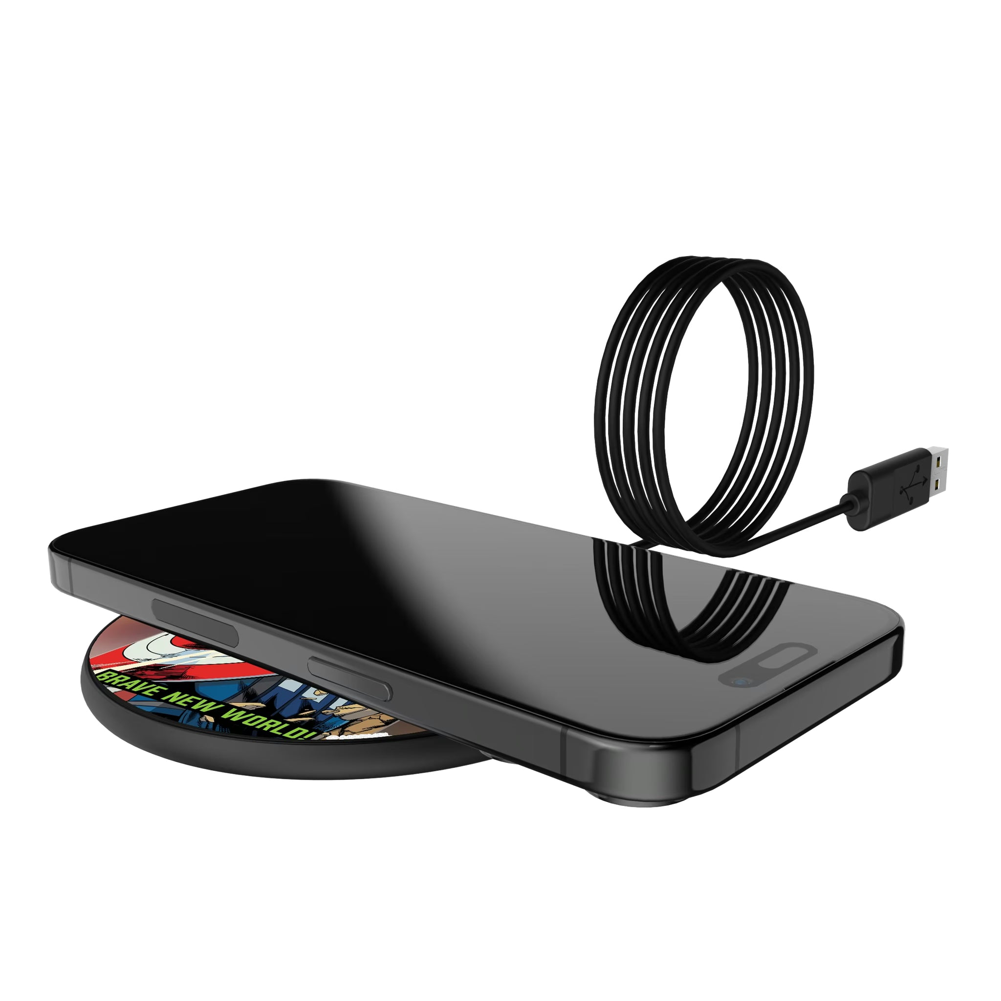 Marvel Avengers Sam Wilson Captain America Classic Cover 15-Watt Wireless Charger - Lifestyle