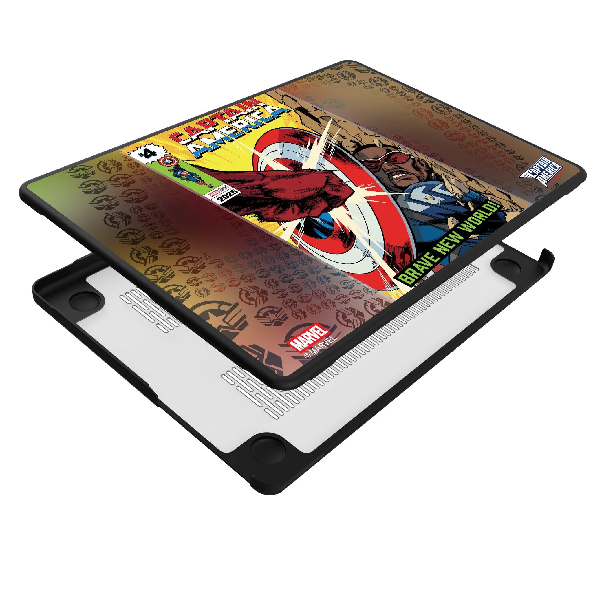 Marvel Avengers Sam Wilson Captain America Classic Cover MacBook Laptop Case for Apple MacBook - Isometric View#Device_MacBook Pro (14-inch, 2021) / MacBook Pro (14-inch, 2023) / MacBook Pro (14-inch, 2024)