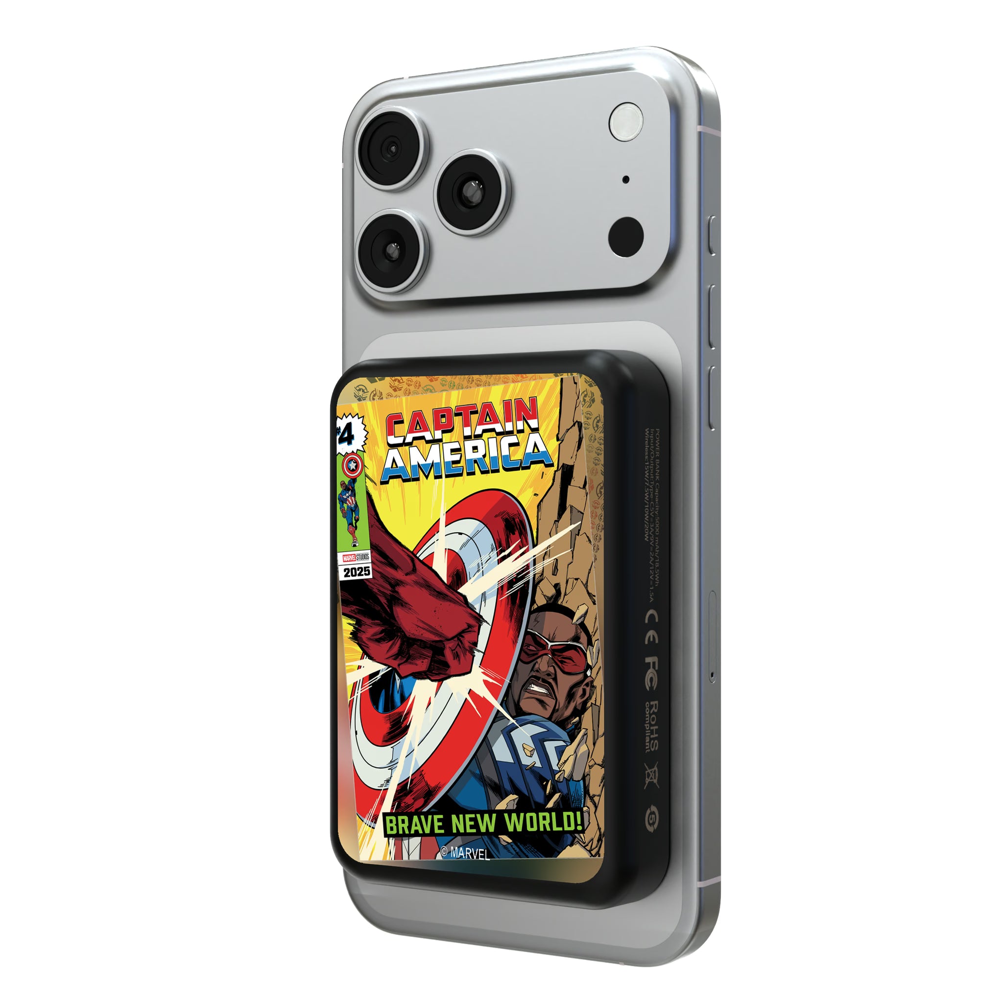 Marvel Avengers Sam Wilson Captain America Classic Cover Wireless Mag Power Bank