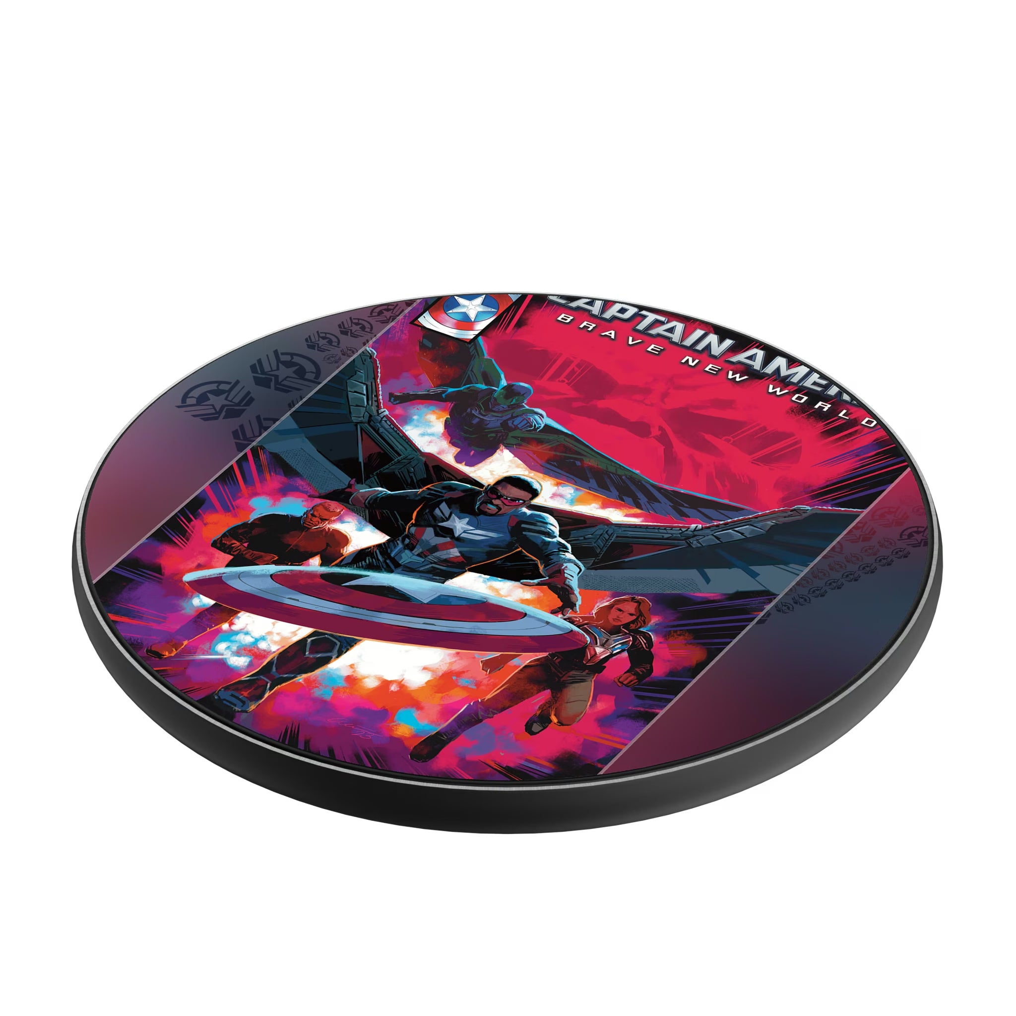 Marvel Avengers Sam Wilson Captain America Cover Art 15-Watt Wireless Charger - Isometric View